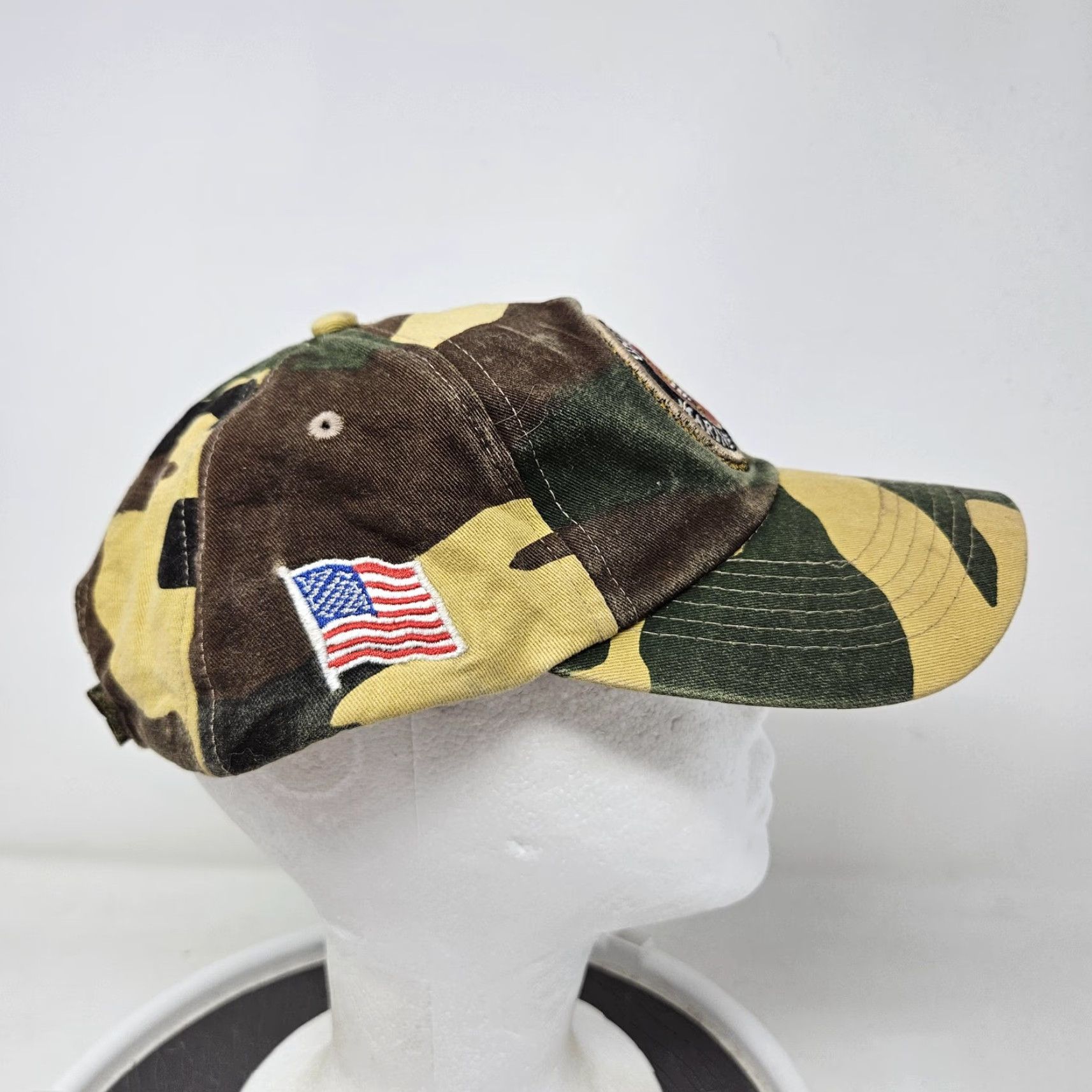 Vintage United States Marine Corps Hat Cap Strap Back Camo Patch American Flag Mens Size ONE SIZE - 3 Thumbnail