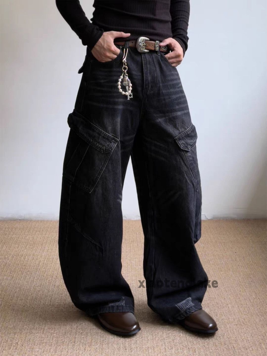 Jean zx vintage washed faded loose baggy cargo jeans Size US 30 / EU 46 - 6 Thumbnail
