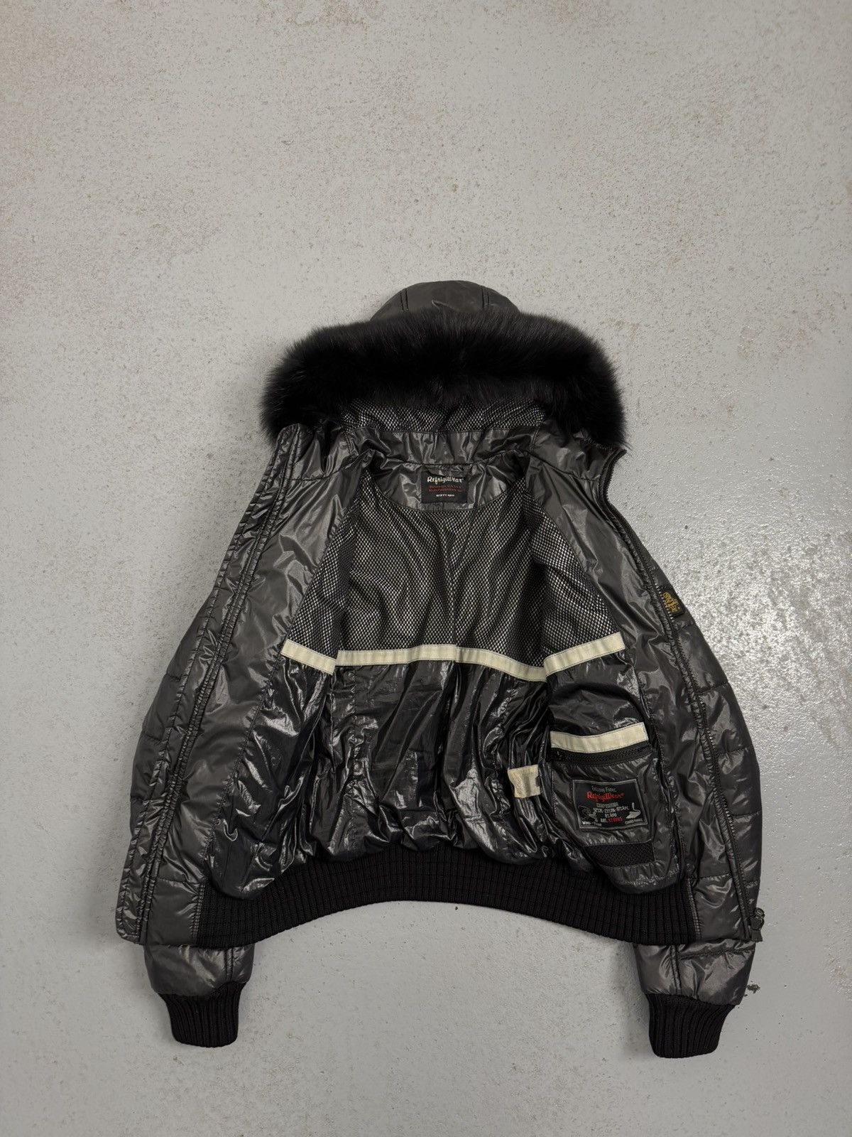 Refrigiwear Streetwear Fur Black Fur Down Y2K Fitted Bomber Jacket Size M / US 6-8 / IT 42-44 - 16 Thumbnail
