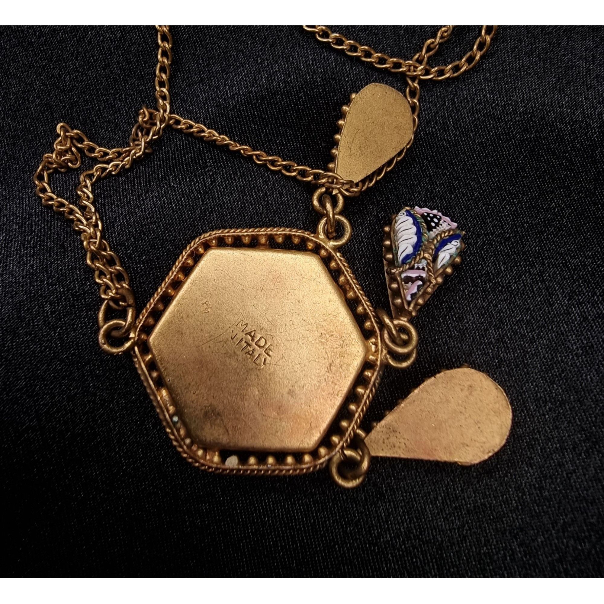 Vintage Vintage 1930s - 1940s Italian Micro Mosaic Pendant Necklace Size ONE SIZE - 5 Thumbnail