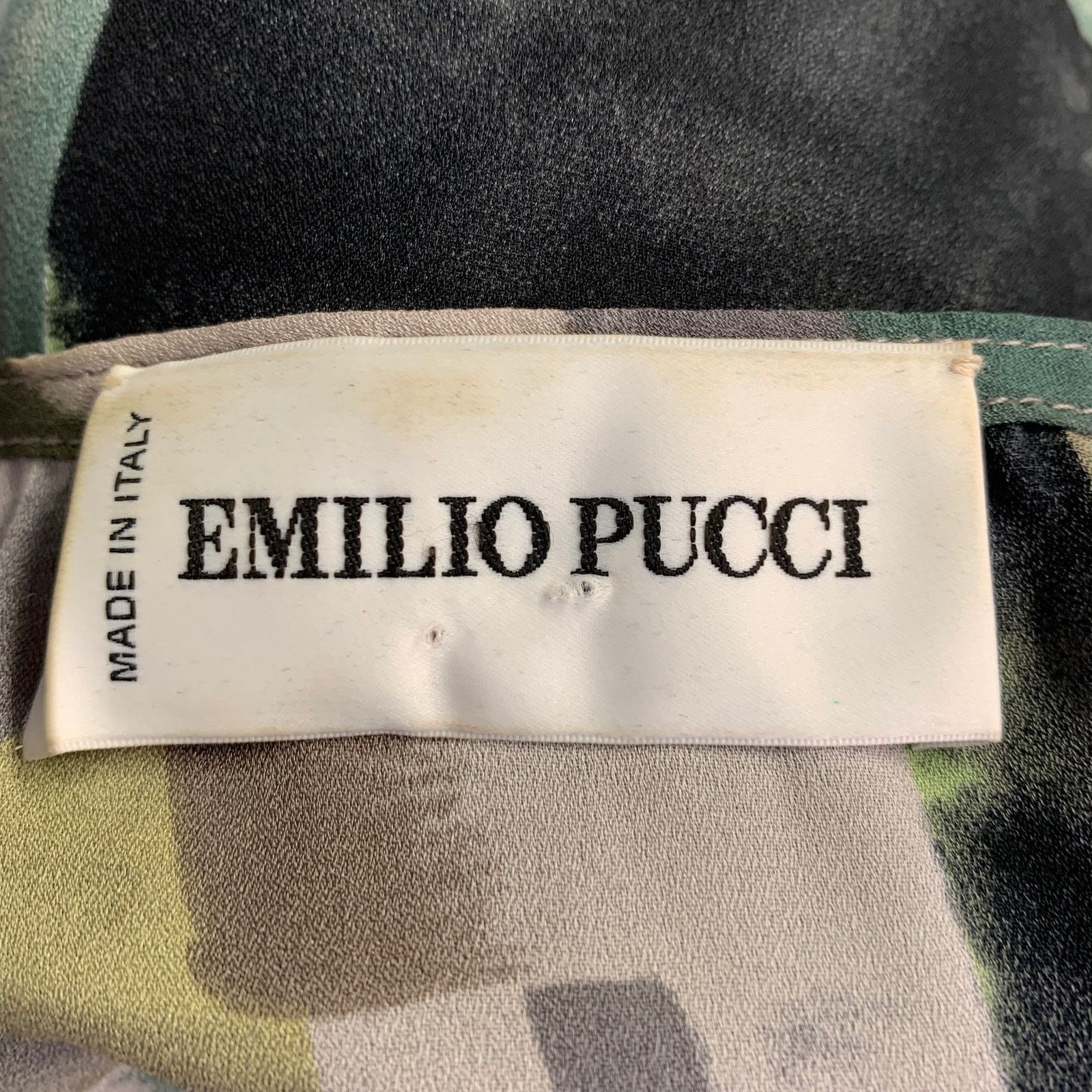 Emilio Pucci L Green Black Silk Graphic Sequined Cuffed Blouse Size L / US 10 / IT 46 - 4 Thumbnail