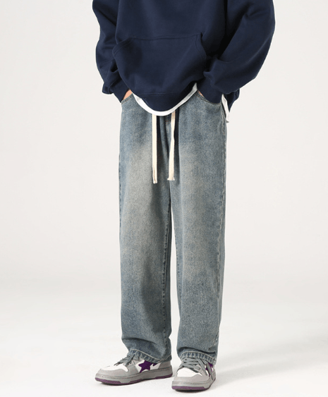 Japanese Brand × Jean Japanese retro washed distressed wide-leg jeans for men Size US 32 / EU 48 - 1 Thumbnail