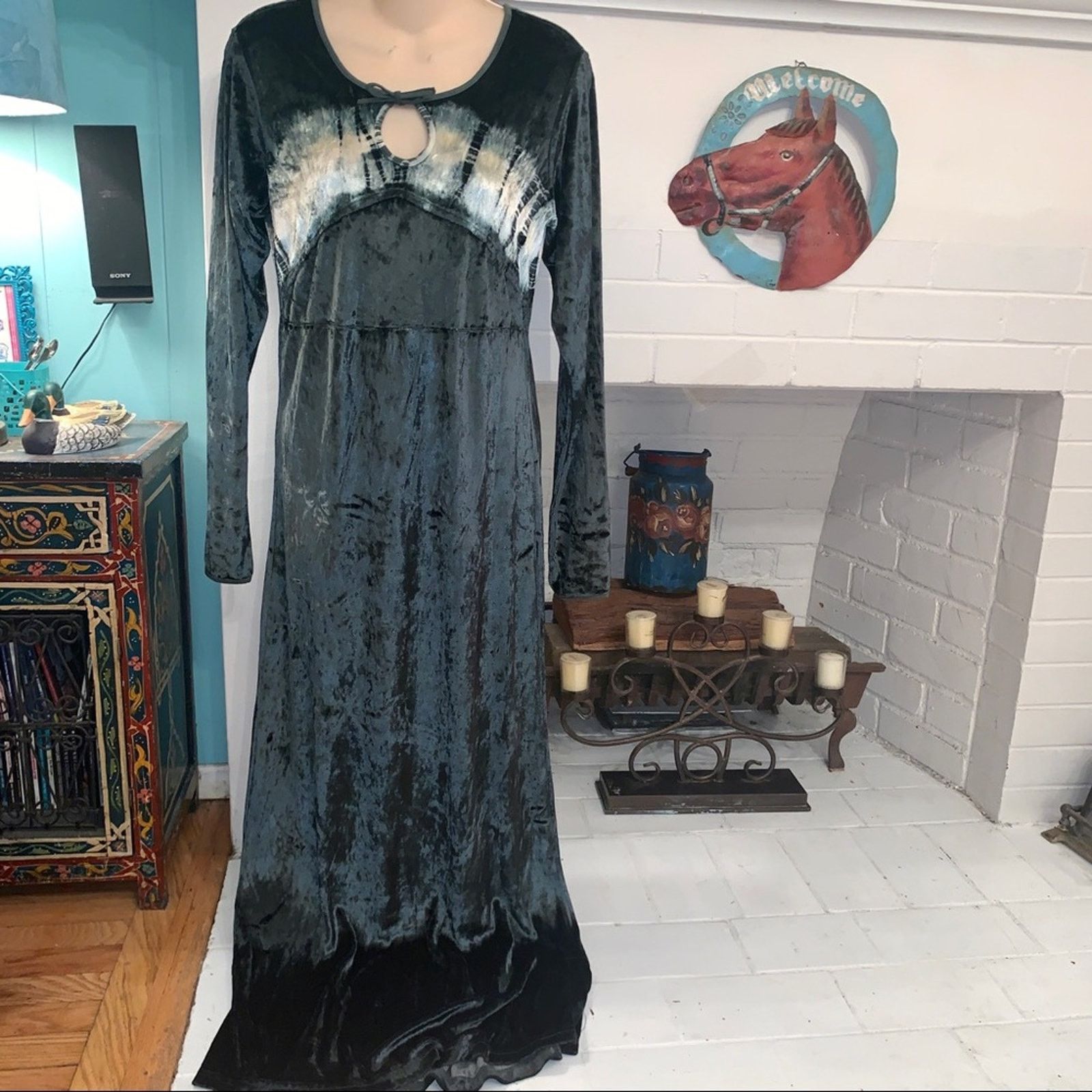 Other VINTAGE 90’s NWT UNWORN CRUSHED VELVET MAXIDRESS M Size M / US 6-8 / IT 42-44 - 1 Thumbnail