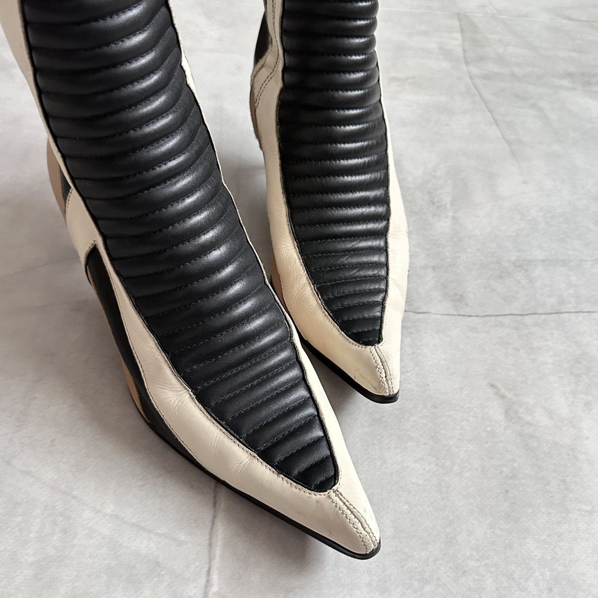 New Rock 25x Cyber Moto Leather Boots Kitten Heels Prada Miu Miu Vibe Size US 9 / IT 39 - 5 Thumbnail