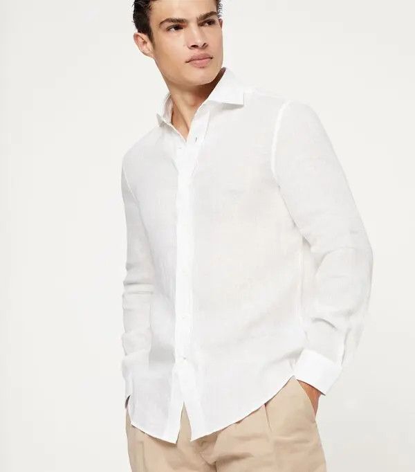 Brunello Cucinelli Shirt in Light Beige Size US S / EU 44-46 / 1 - 1 Thumbnail