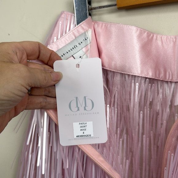 Other MARIANDREE GAITAN Paula Elegant Pink Fringe Skirt SMALL Size 26" / US 2 / IT 38 - 10 Thumbnail