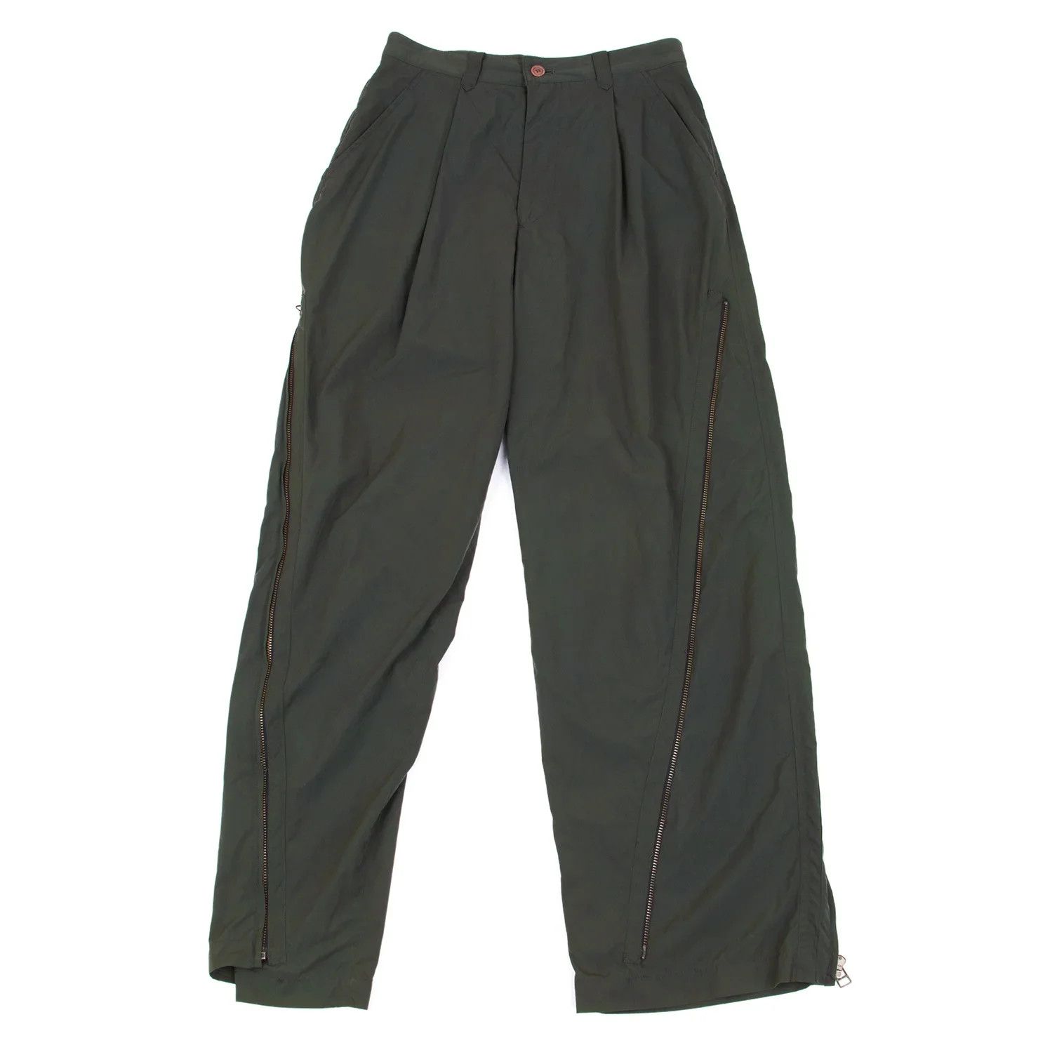 Issey Miyake Polyester Blend Zip Design Pants in Khaki Size S Size US 30 / EU 46 - 1 Thumbnail