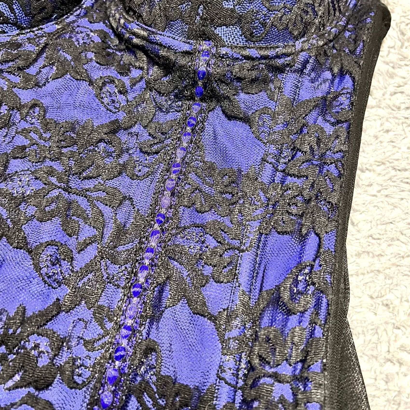 Vintage Seven 'til Midnight Womens XL Black Purple Lace Bra Size XL / US 12-14 / IT 48-50 - 3 Thumbnail
