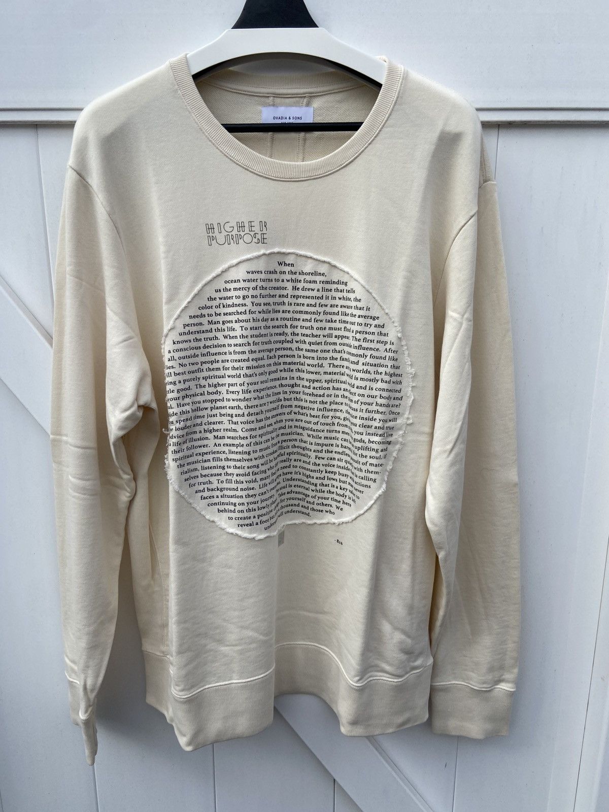 Ovadia Sons Higher Purpose Crewneck Sweatshirt Cream