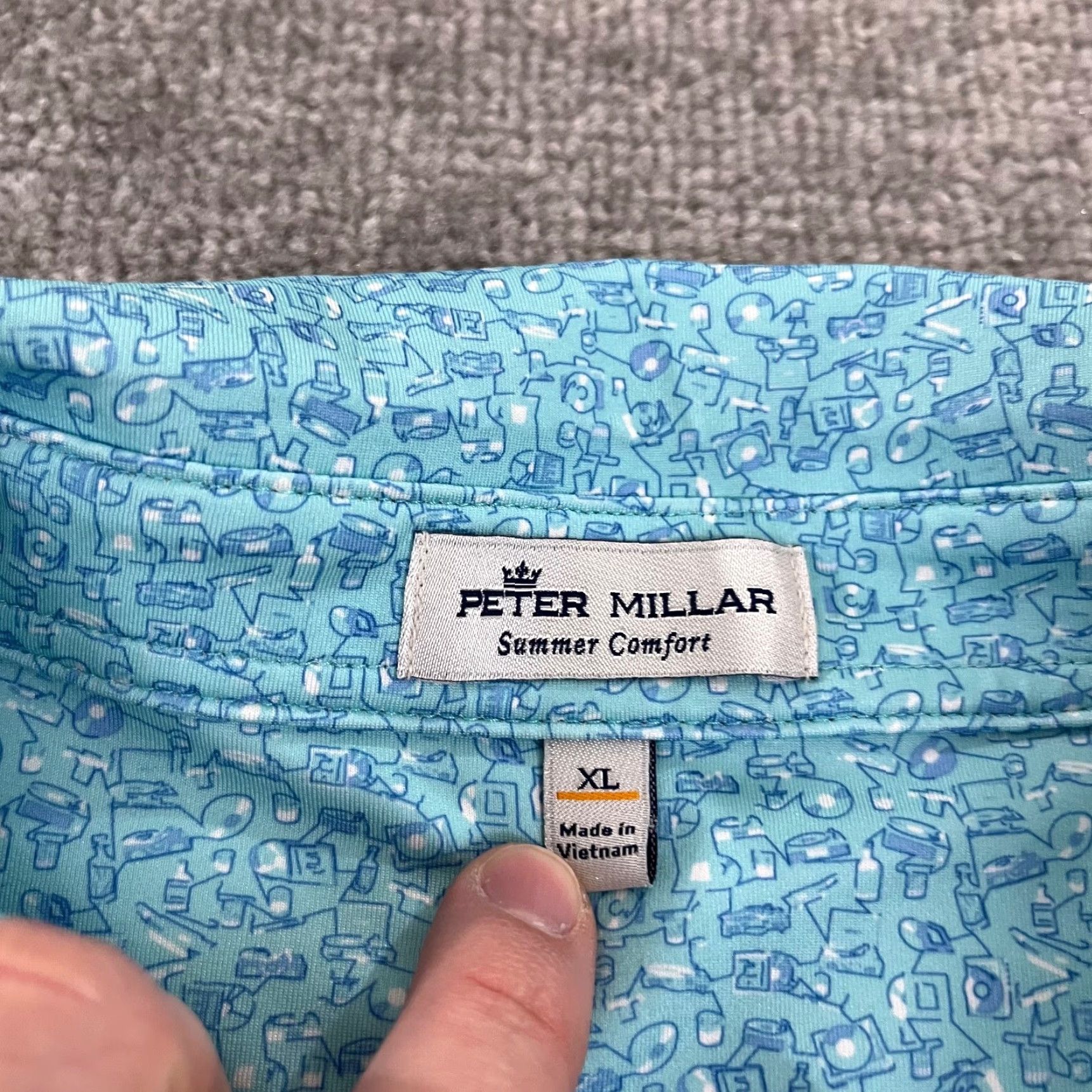 Peter Millar PETER MILLAR Polo Shirt Mens XL Blue Geometric Centenary Park Golf Size US XL / EU 56 / 4 - 4 Thumbnail