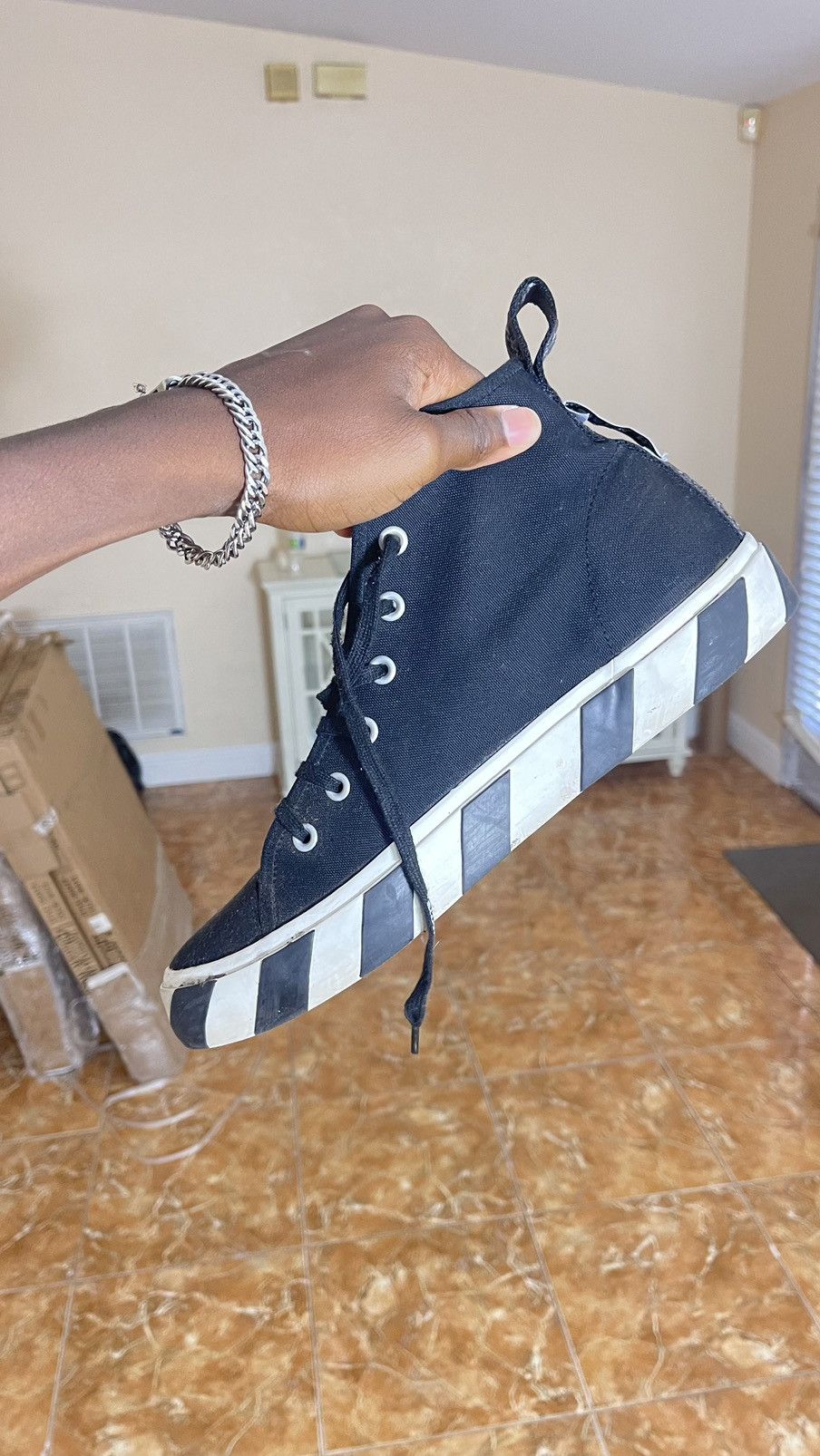 Off-White OFF-WHITE vulc mid canvas black and white Size US 13 / EU 46 - 5 Thumbnail