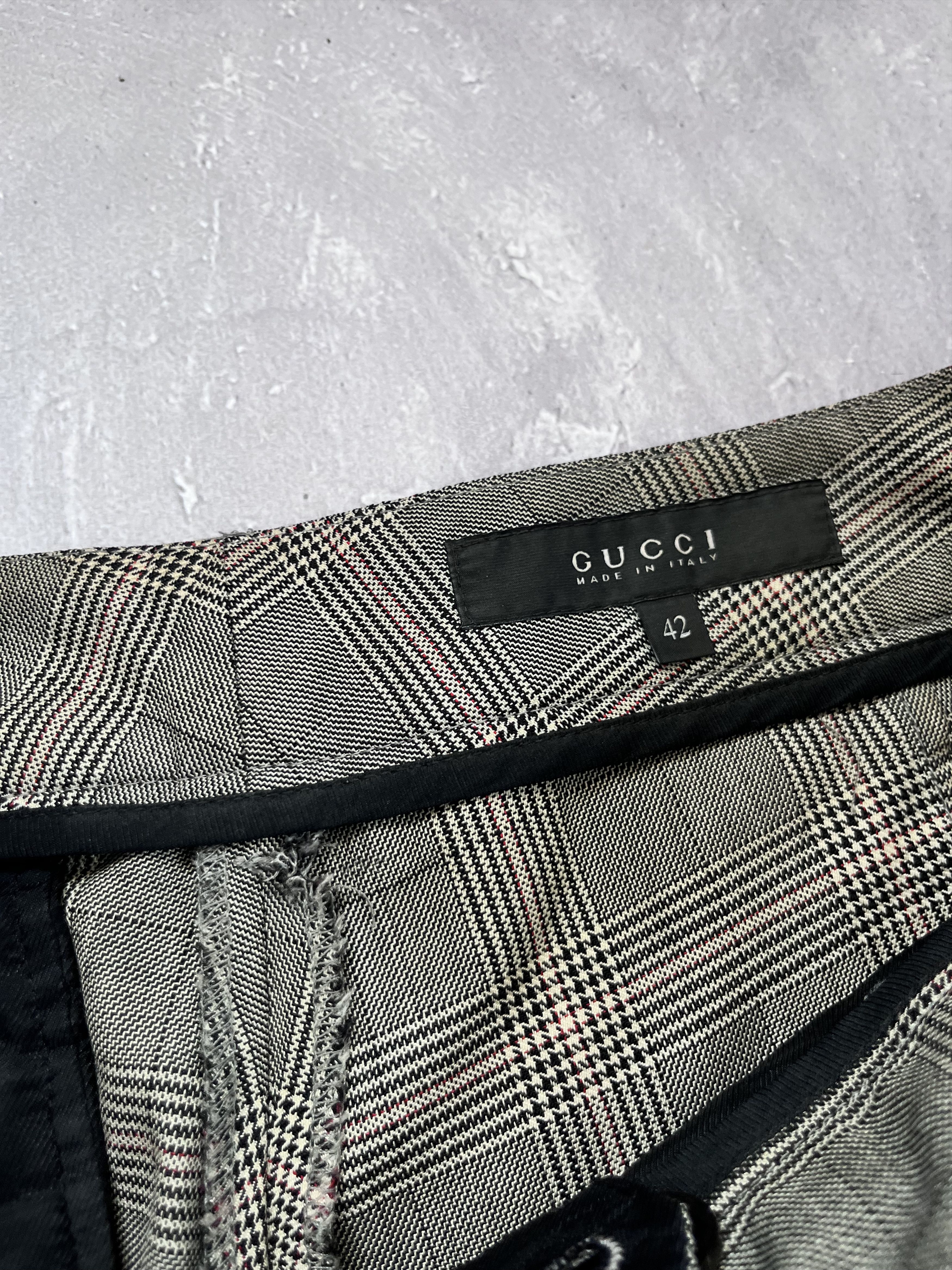 Gucci Gucci Tom Ford Era Silk/Wool Gray Check Trousers Pants Size 28" / US 6 / IT 42 - 12 Thumbnail