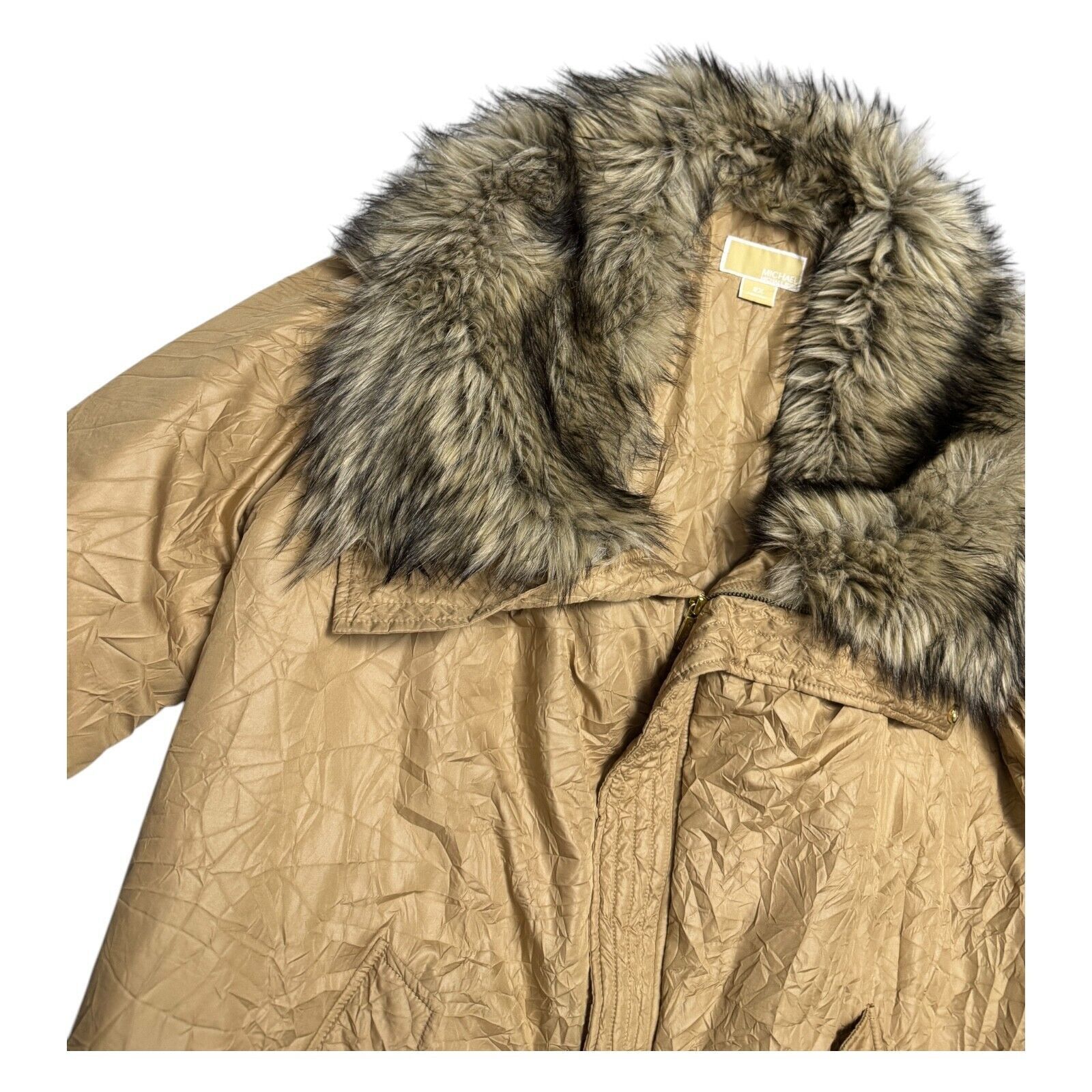 Michael Kors MICHAEL KORS Faux Fur CRINKLED Winter Parka Long Coat 2X Size XXL / US 16-18 / IT 52-54 - 3 Thumbnail