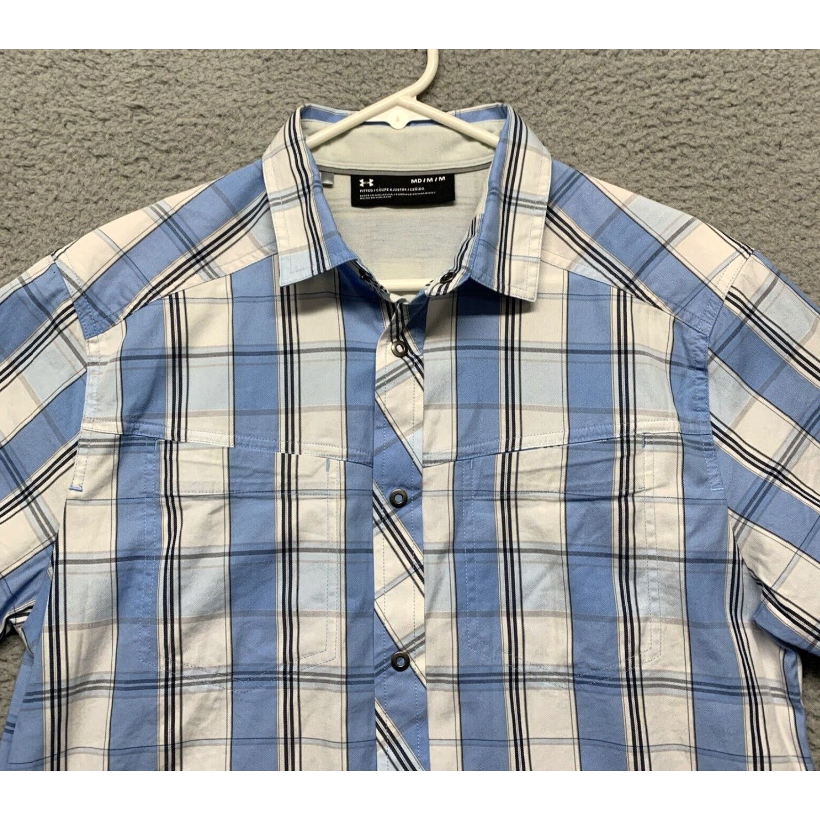 Under Armour Under Armour Men's M Fitted Short Sleeve Plaid Button-Up Collar Casual Shirt Size US M / EU 48-50 / 2 - 7 Thumbnail
