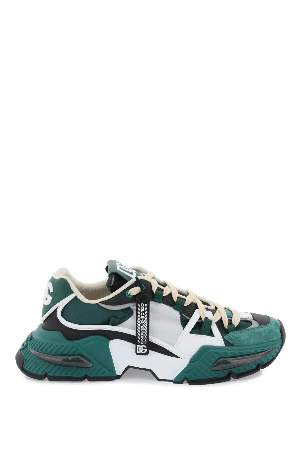 image of Dolce Gabbana O1S22I1N0124 Airmaster Sneakers In Black Green White, Men's (Size 9)