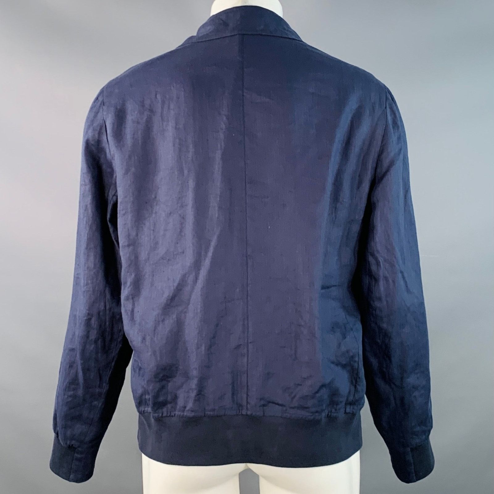 Brunello Cucinelli BRUNELLO CUCINELLI Size 40 Navy Red Twill Linen Snaps Jacket Size US M / EU 48-50 / 2 - 3 Thumbnail