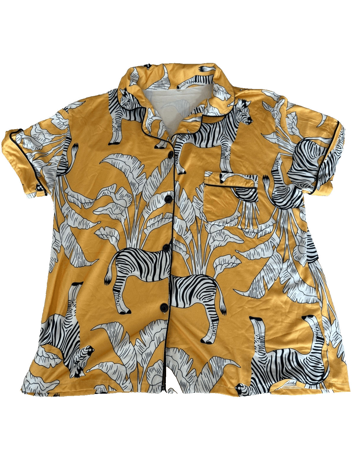 Other Womens XL Yellow Zebra Pajama Set Shorts 2PC Sleepwear Loun Size XL / US 12-14 / IT 48-50 - 2 Thumbnail