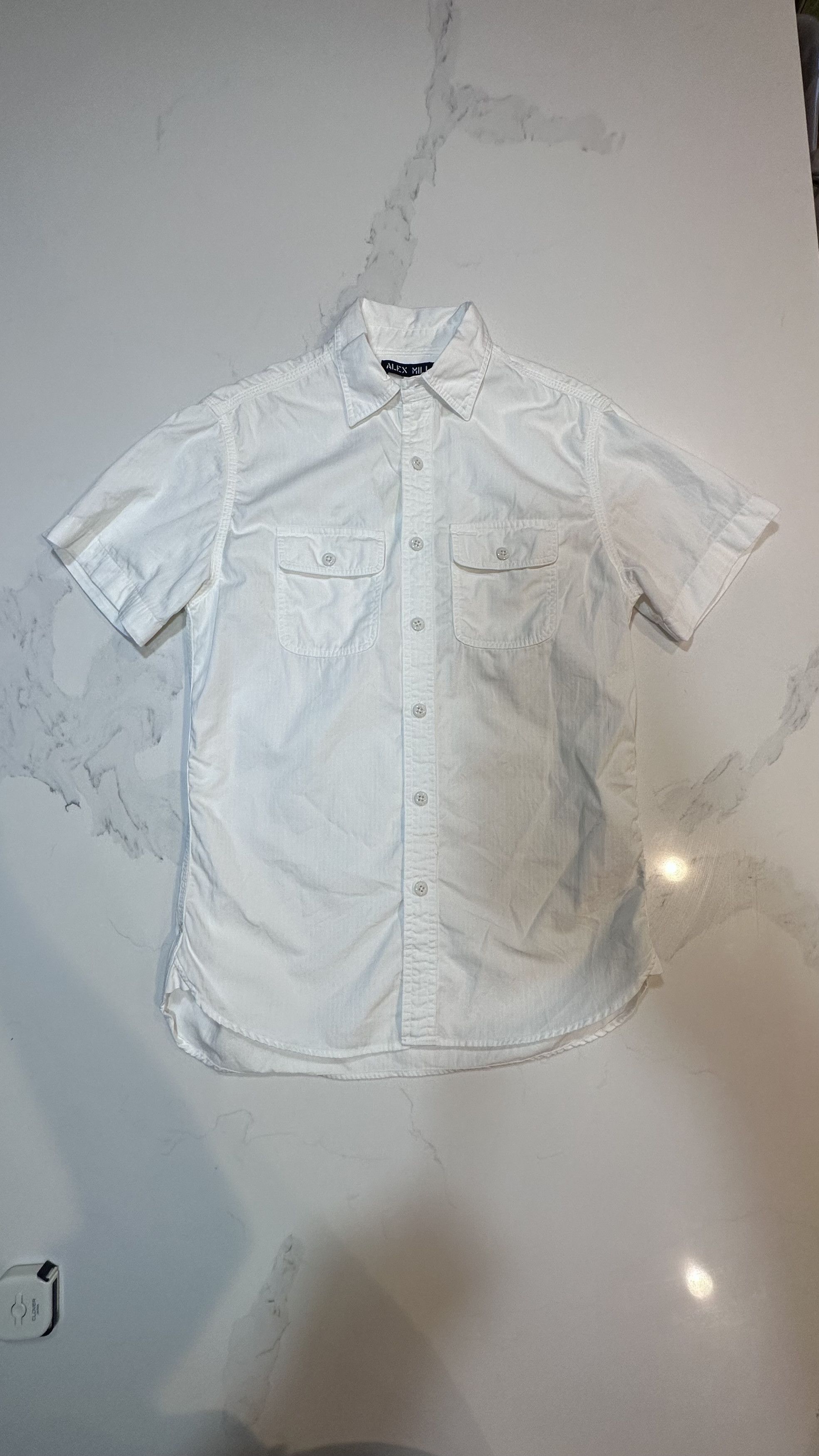 image of Alex Mill Roadhouse Slim-Fit Herringbone Cotton Shirt Xs in White, Men's