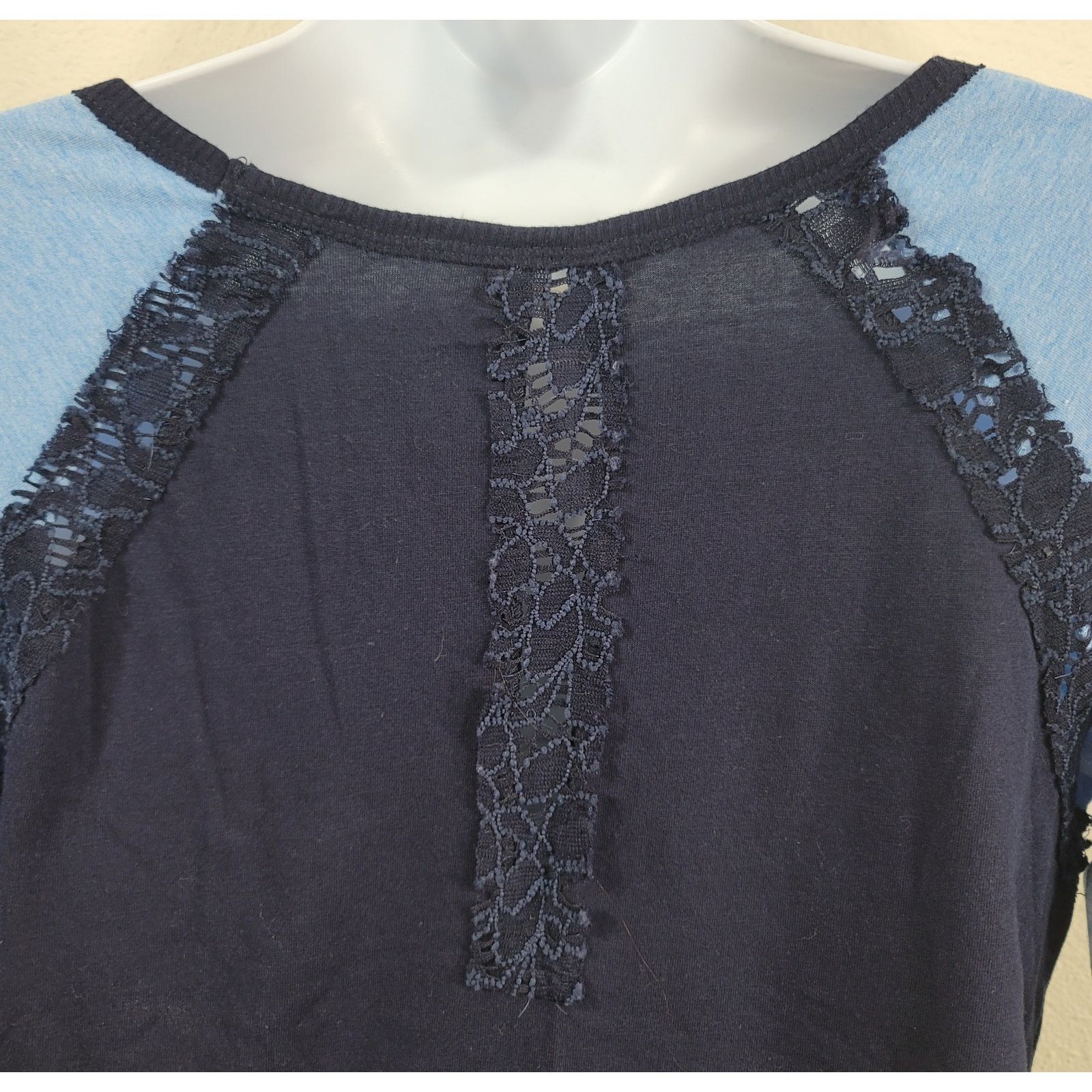 Other Energie Navy Blue Light Blue Heathered Raglan 3/4 Sleeves Size L / US 10 / IT 46 - 3 Thumbnail