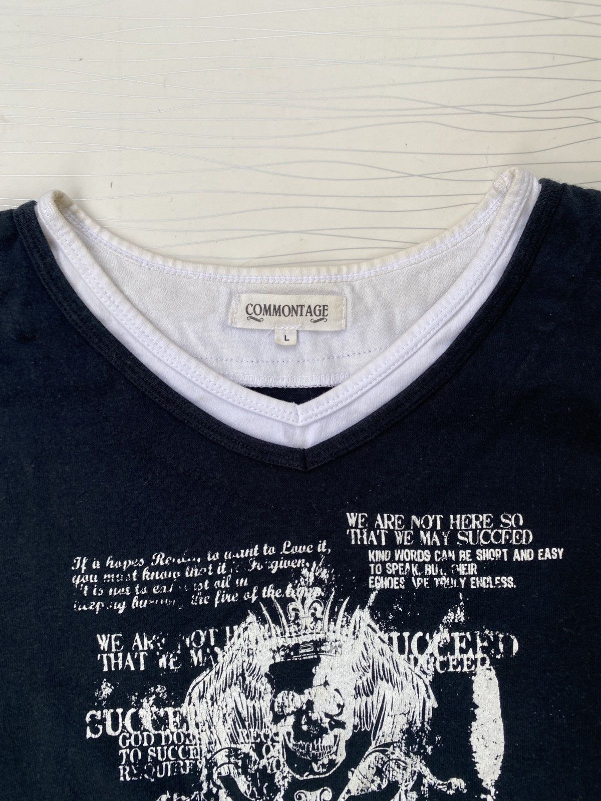 If Six Was Nine Commontage Double Layer Skull Poem Punk Grunge TEE Size L / US 10 / IT 46 - 4 Thumbnail