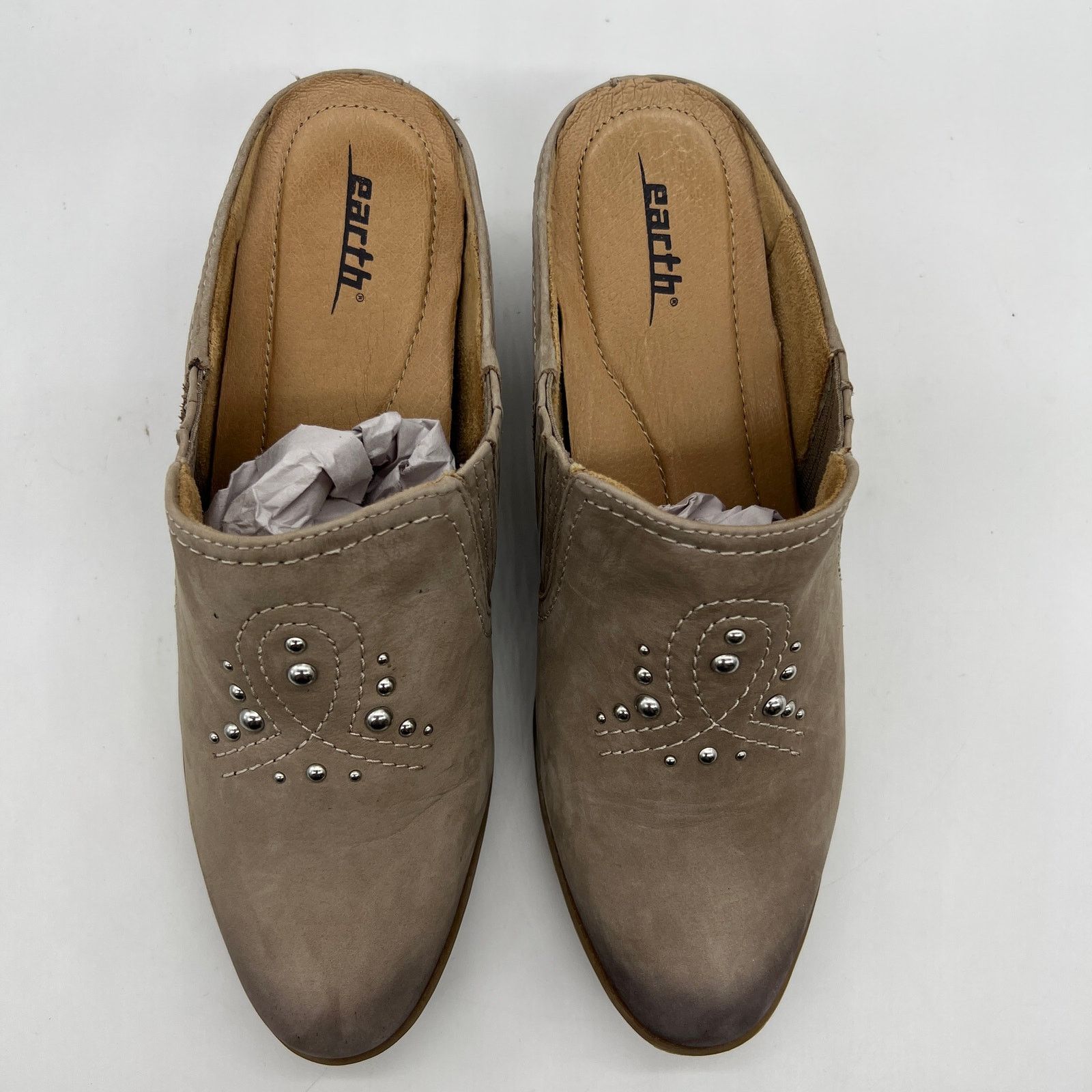 SKECHERS Earth Women's Size 9D Taupe Mules Nubuck Western Detailed Size US 9 / IT 39 - 2 Thumbnail