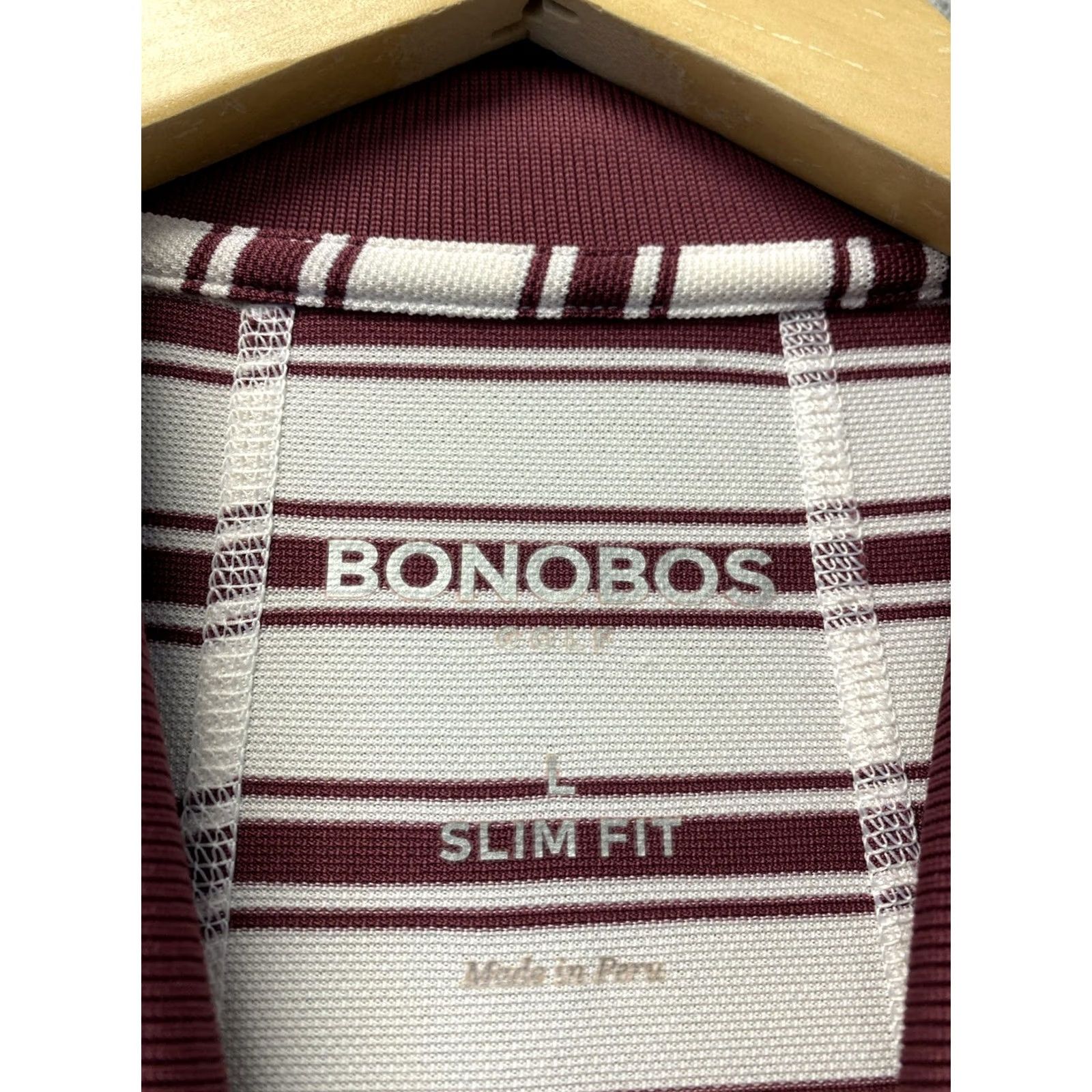 Bonobos Bonobos Polo Shirt Men L Golf Slim Maroon Striped Performance /0802 Size US L / EU 52-54 / 3 - 4 Thumbnail