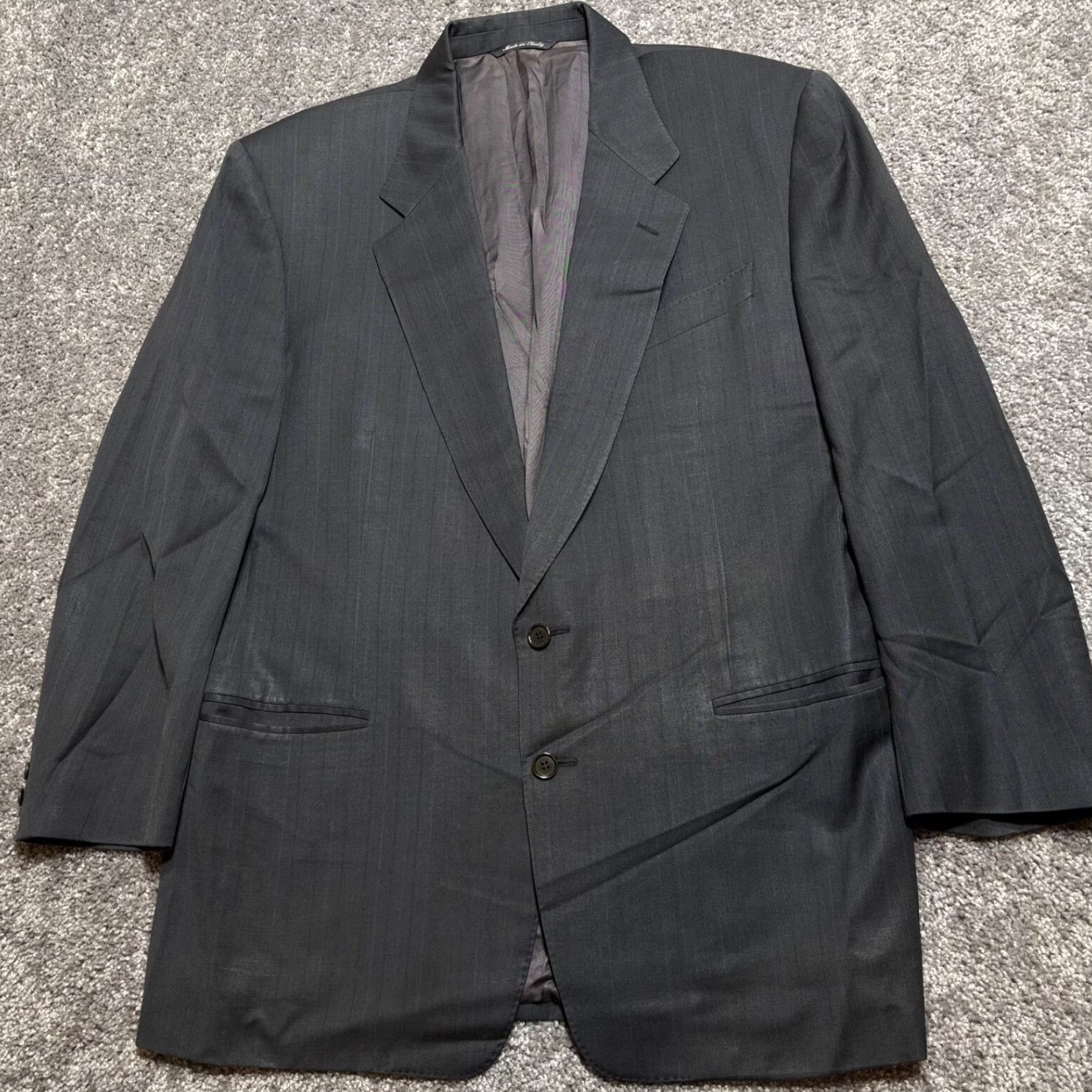 Canali Canali Blazer Mens 42R Wool Black Notch Lapel Two-Button Single-Breasted Jacket Woolen Coat Regular Fit Italy Size 42R - 2 Thumbnail