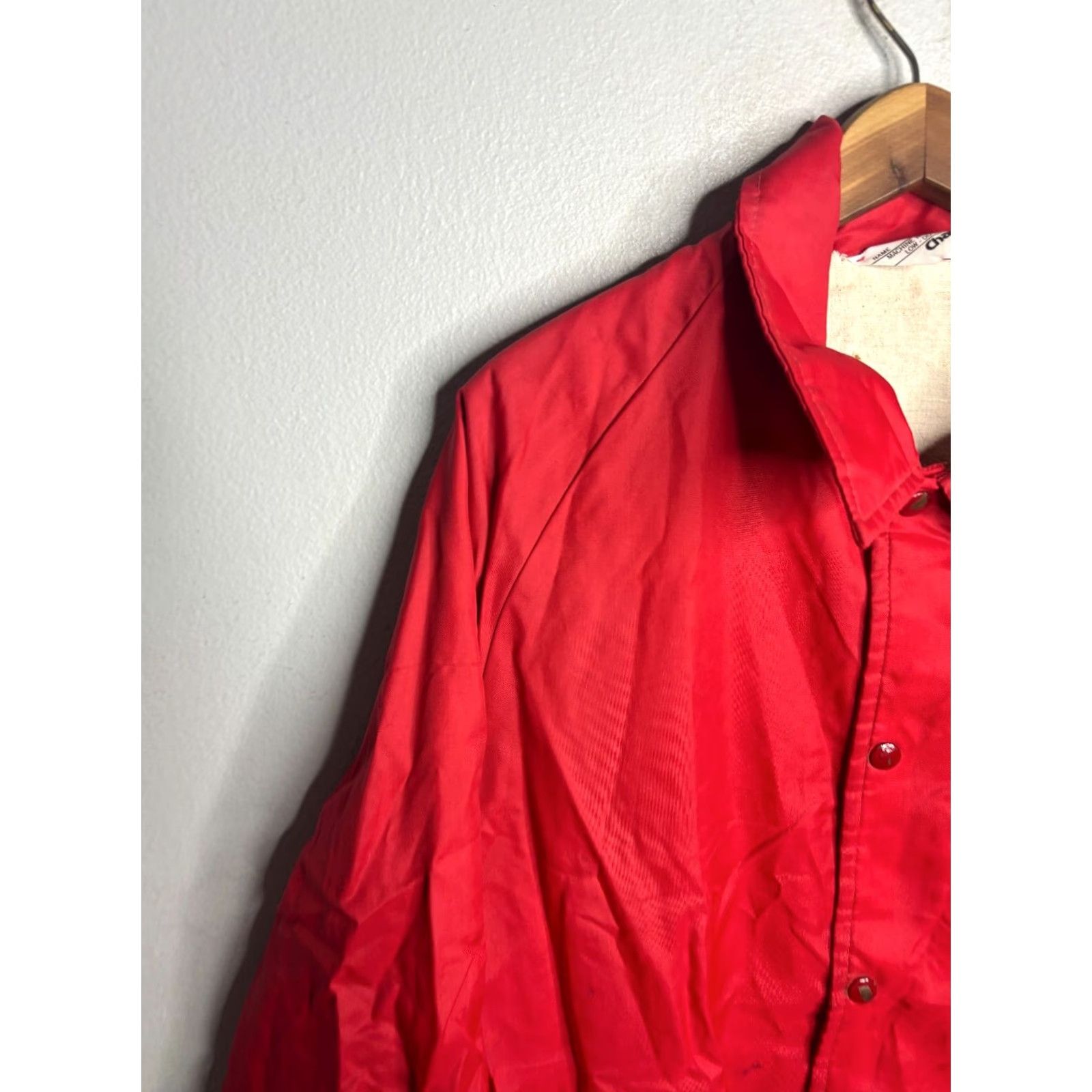 Chalk Line VINTAGE Chalk Line Windbreaker Jacket Mens L Red 80s 90s Football Nylon Satin Lined Quilted Spring Fall Winter Snap On Button Zip Buttoned Bordered Size US L / EU 52-54 / 3 - 2 Thumbnail