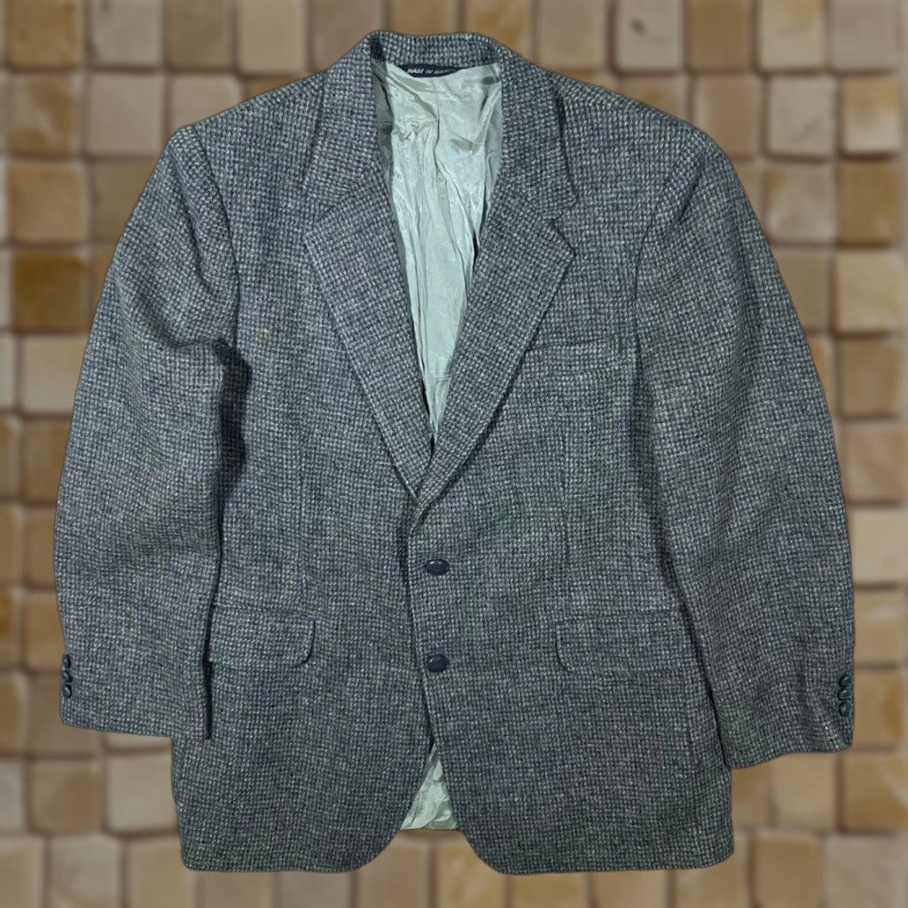 Vintage VINTAGE Reed St. James Blazer Men 42R Grey Houndstooth Wool Brazil Made In Brazil Sports Coat Blazer Size 42R - 1 Thumbnail