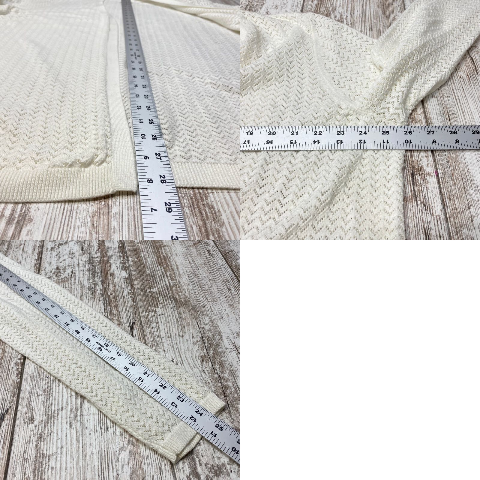 Vintage L.L. Bean Open Front Sweater 2XL Womens White 100% Cotton Cardigan Raglan Open Front Chevron Design Size XXL / US 16-18 / IT 52-54 - 8 Thumbnail