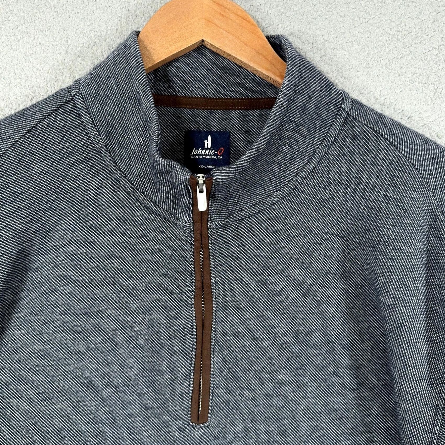 johnnie-O Johnnie-O Merino Wool Cashmere Sweater Mens 2XL Navy Mock Neck 1/4 Zip Pullover Size US XXL / EU 58 / 5 - 6 Thumbnail