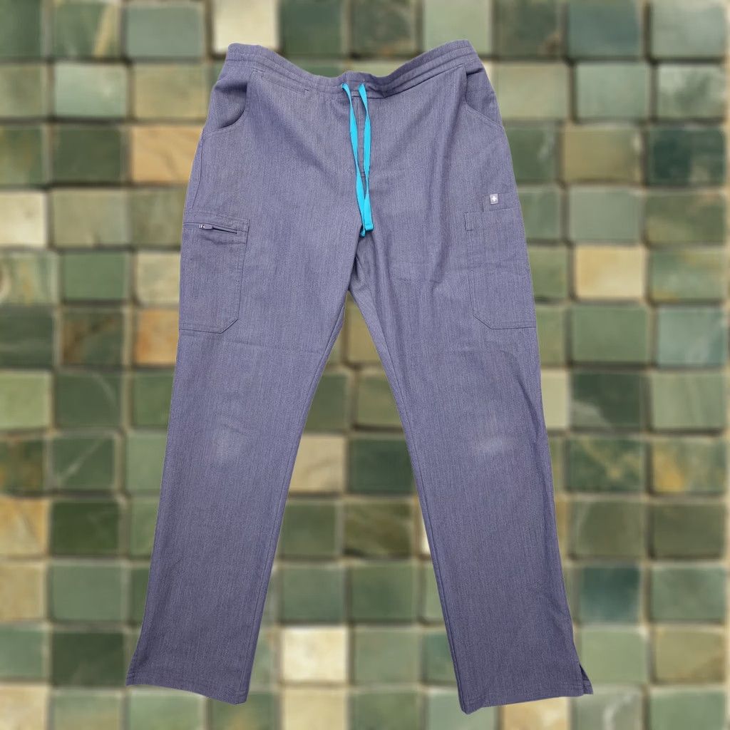 Vintage Figs Yola Skinny Scrub Pants Womens Large Graphite Elastic Waistband Nursing Size 36" / US 14 / IT 50 - 1 Thumbnail