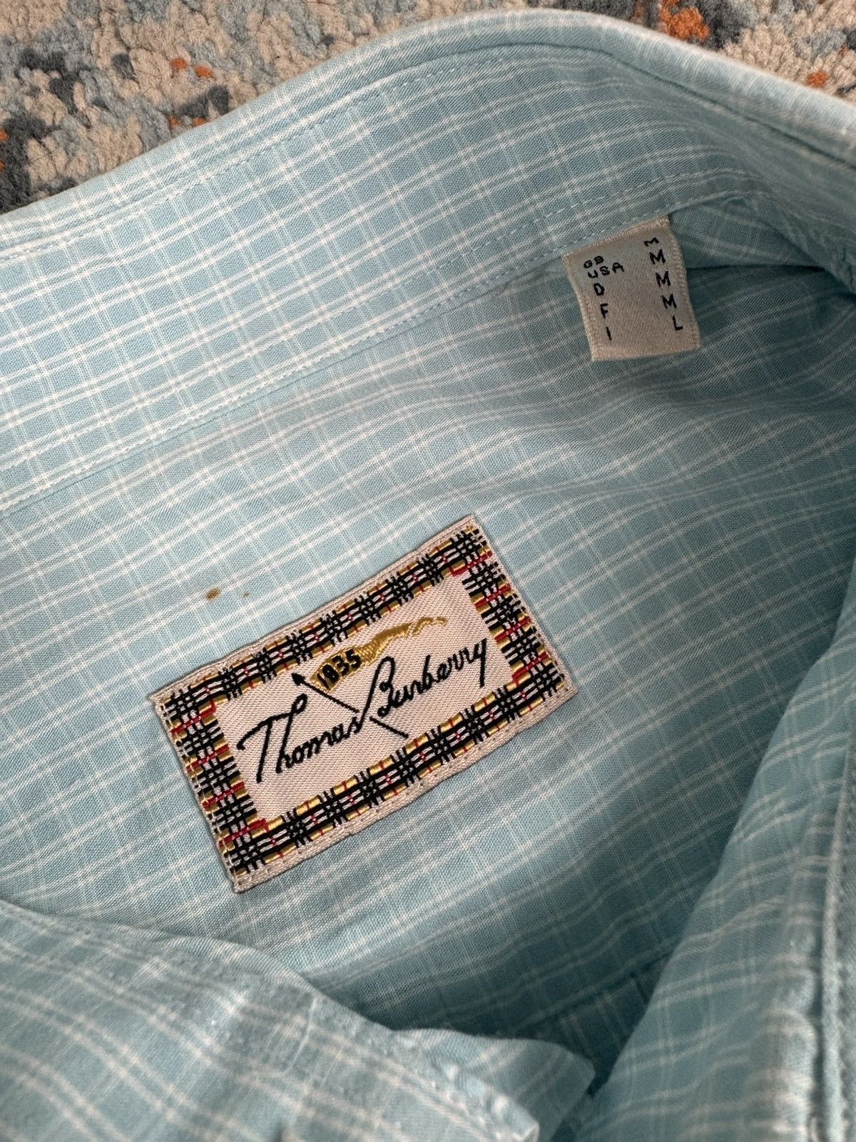 The Kooples Vintage 90s Thomas Burberry baby blue short sleeve shirt Size US M / EU 48-50 / 2 - 12 Thumbnail