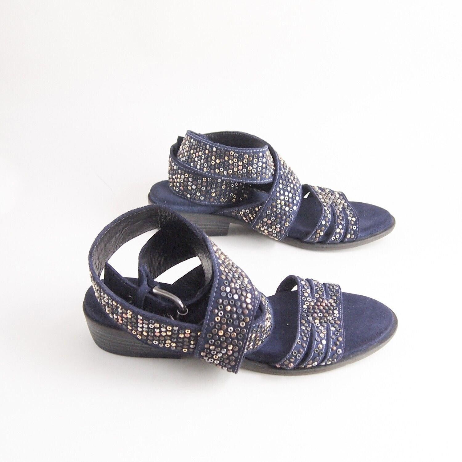 Designer Bryan Blake Strappy Sandals Blue Studded Suede US 8 EU 38 Size US 8 / IT 38 - 4 Thumbnail