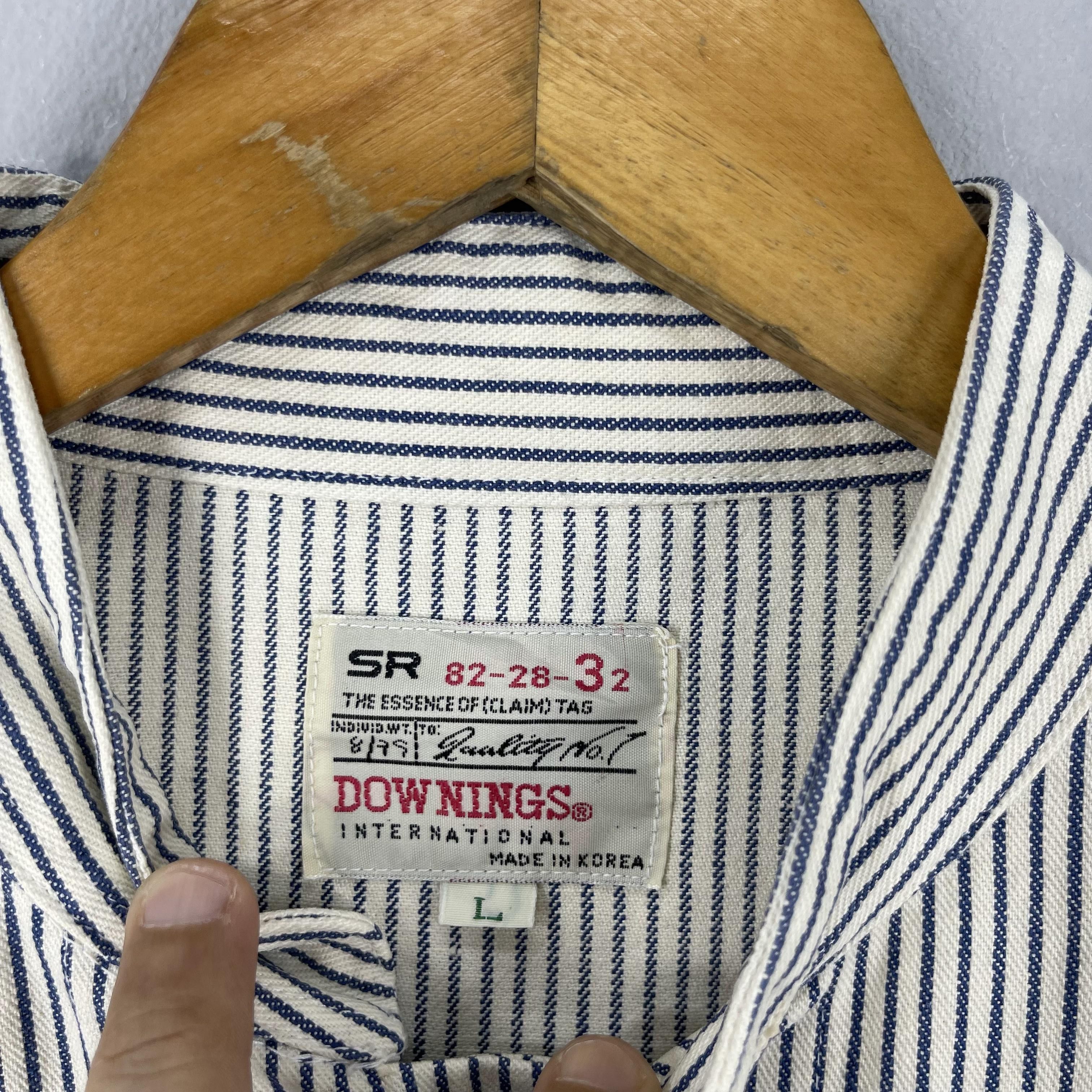 Japanese Brand Vintage DOWNINGS Stand Collar Hickory Workers Jacket Size US L / EU 52-54 / 3 - 4 Thumbnail