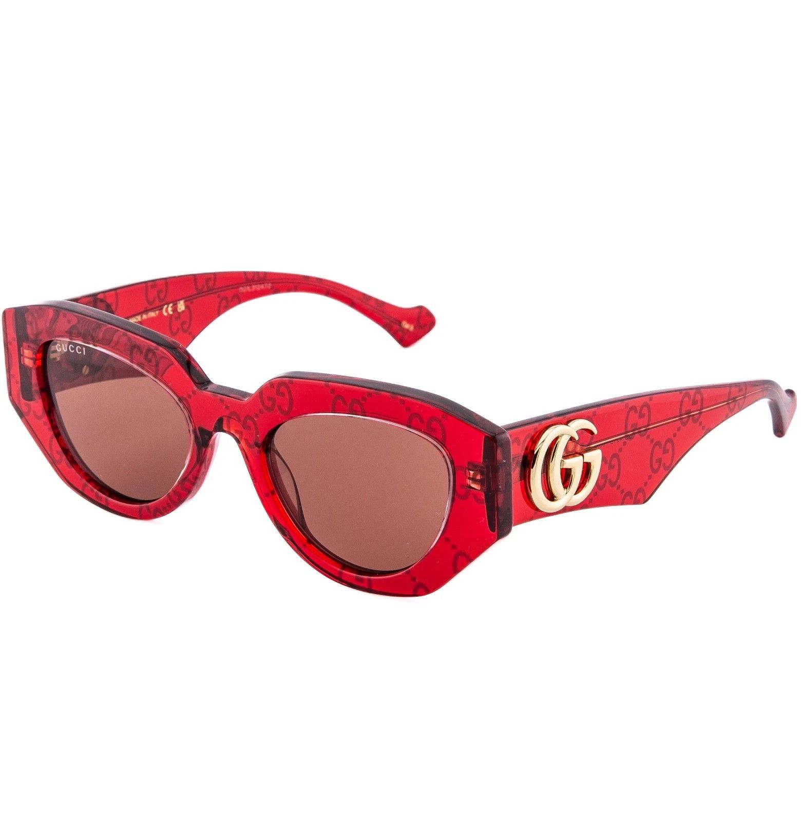 Gucci GUCCI 1421 Crystal Red Print 1421S Geometric Sunglasses 006 Size ONE SIZE - 5 Thumbnail