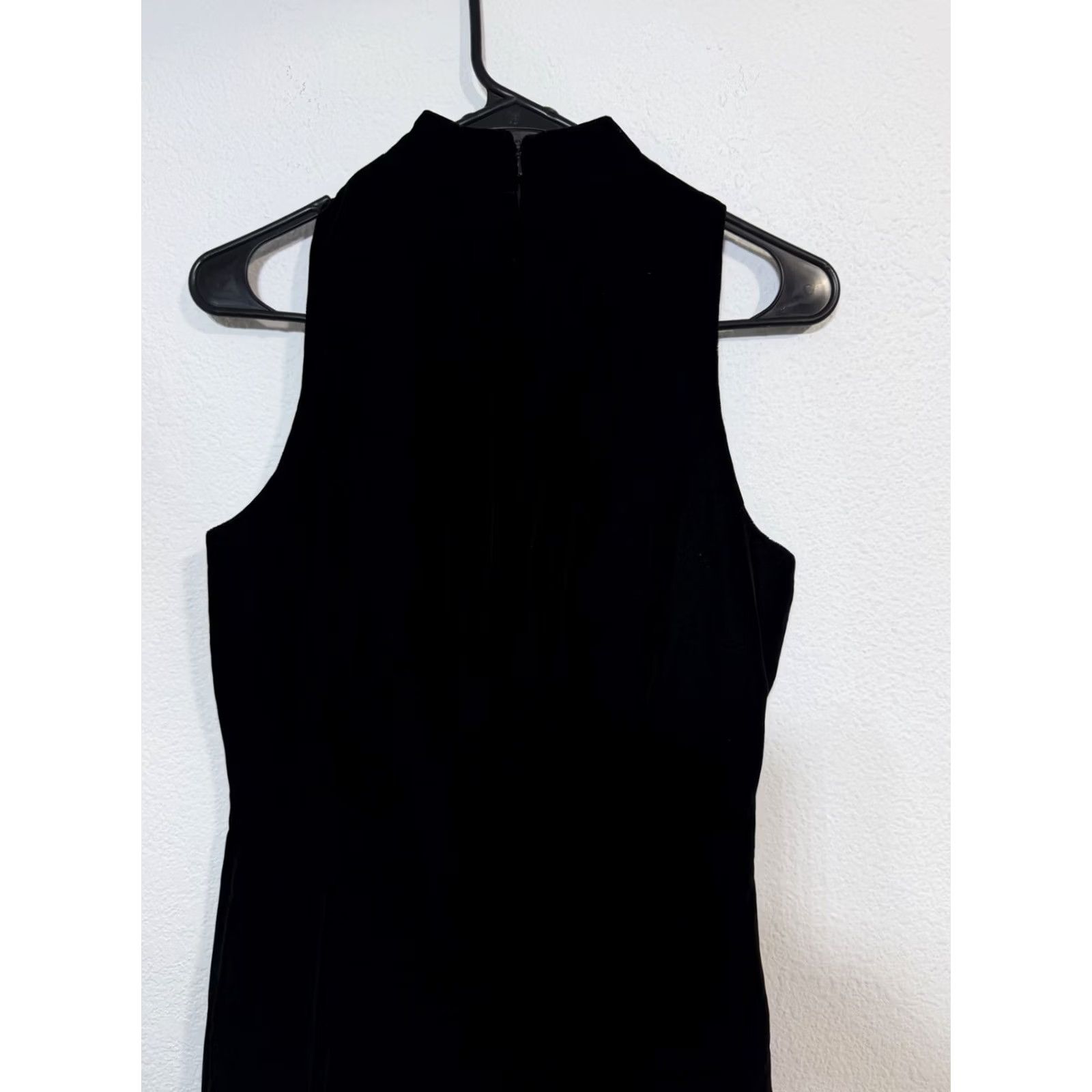 Velvet VINTAGE Yves Cossette Depeche Mode Black Velvet Maxi Gown Long Dress Sleeveless Halter Embroidered Slit Zipper Nightwear? Size S / US 4 / IT 40 - 7 Thumbnail