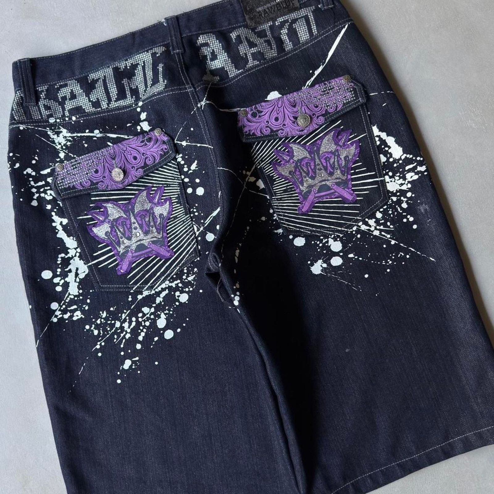 Vintage Vintage Raw Blue Baggy Jorts Wide Leg Jean Shorts Y2K Grunge Size US 40 / EU 56 - 3 Thumbnail