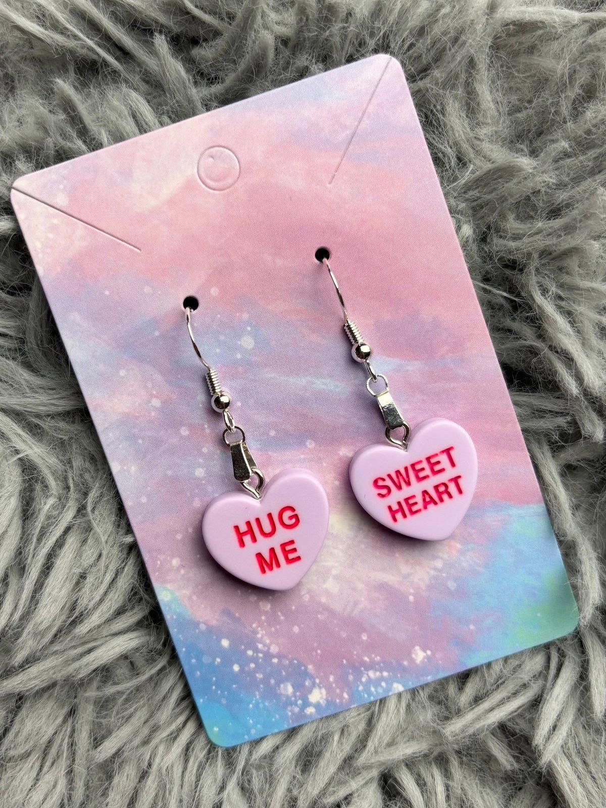 Handmade Purple Heart earrings Size ONE SIZE - 1 Preview