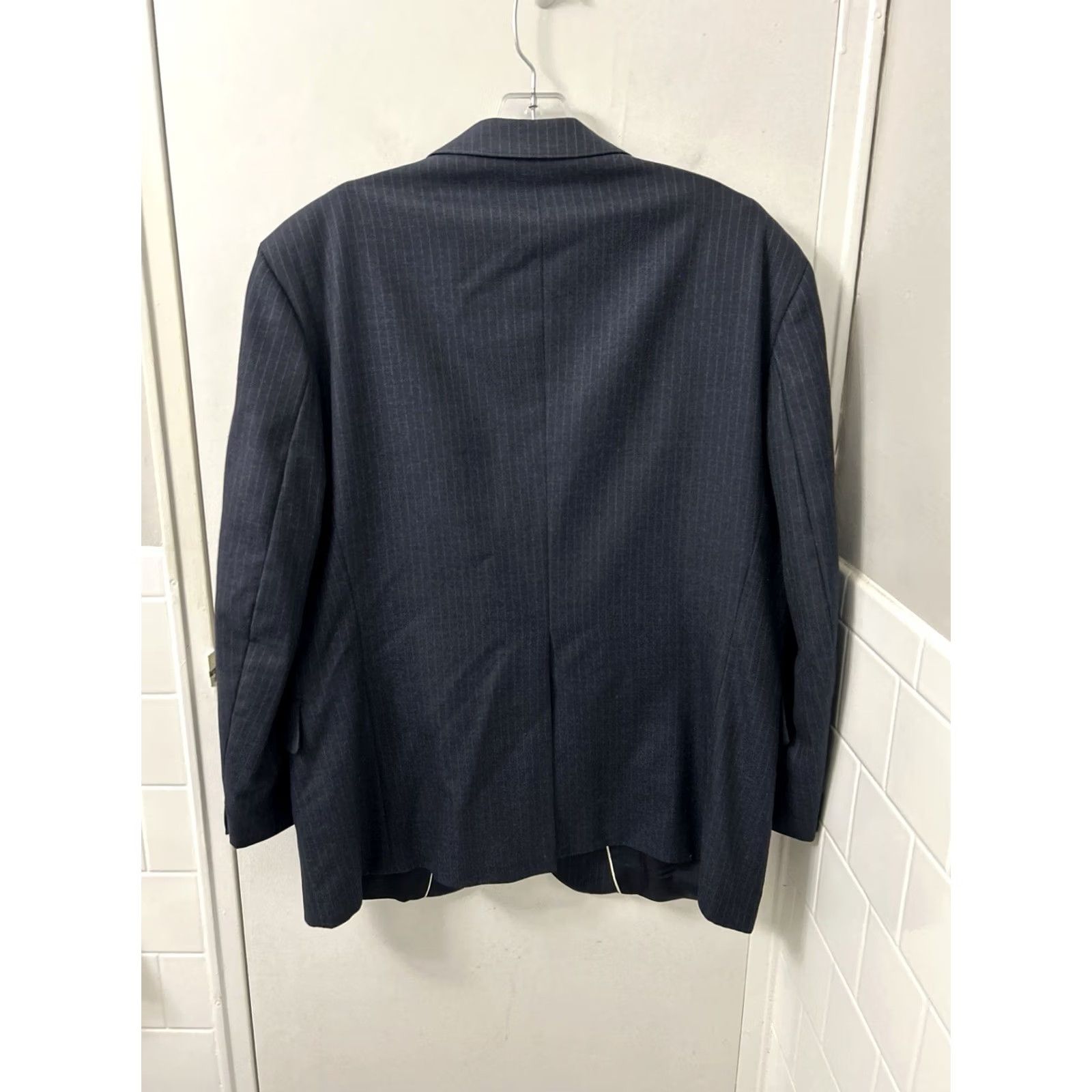 Vintage VINTAGE Alexander Shields Sport Coat Jacket Men 43S Navy Pinstripe 100% Wool Notch Lapel Two-Button Short" Size US XS / EU 42 / 0 - 6 Thumbnail
