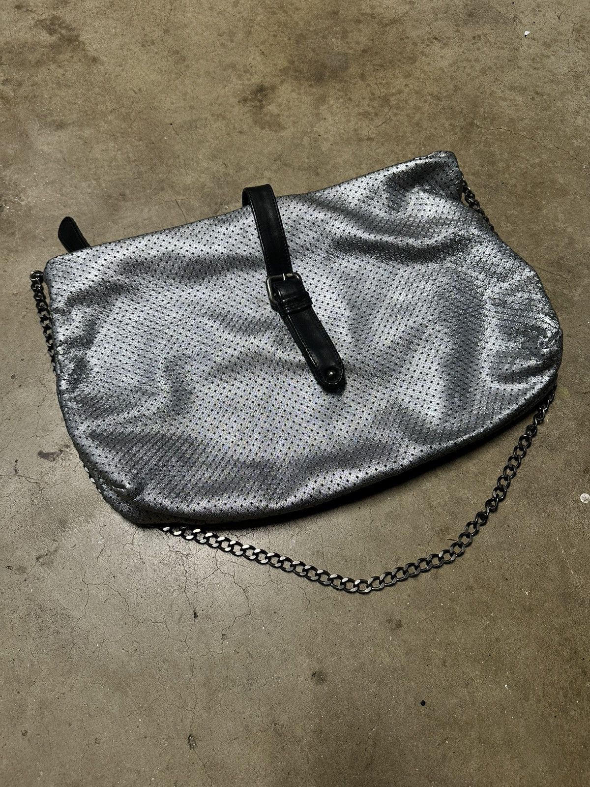 Giorgio Brato GIORGIO BRATO Silver Perforated Leather Shoulder Bag Size ONE SIZE - 3 Thumbnail