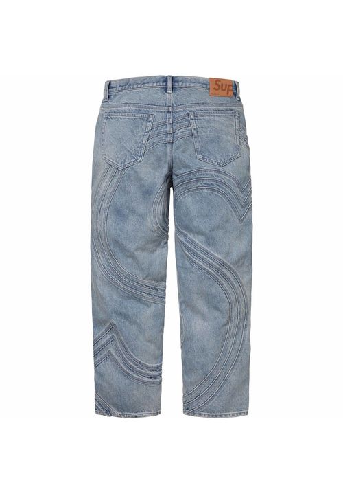 Supreme Supreme S Logo Loose Fit Jean 'Washed Blue' Size 30 | Grailed