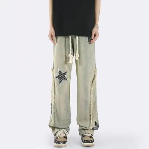 VIBE vintage vibe drawstring star embroidered high street jeans Size US 32 / EU 48 - 1 Thumbnail