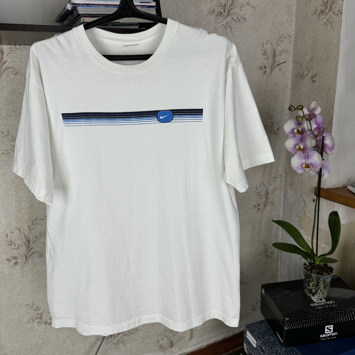 Nike × Vintage Vintage 00s Nike T shirt Centre Logo Tn Drill White XL Mens Size US XL / EU 56 / 4 - 6 Thumbnail