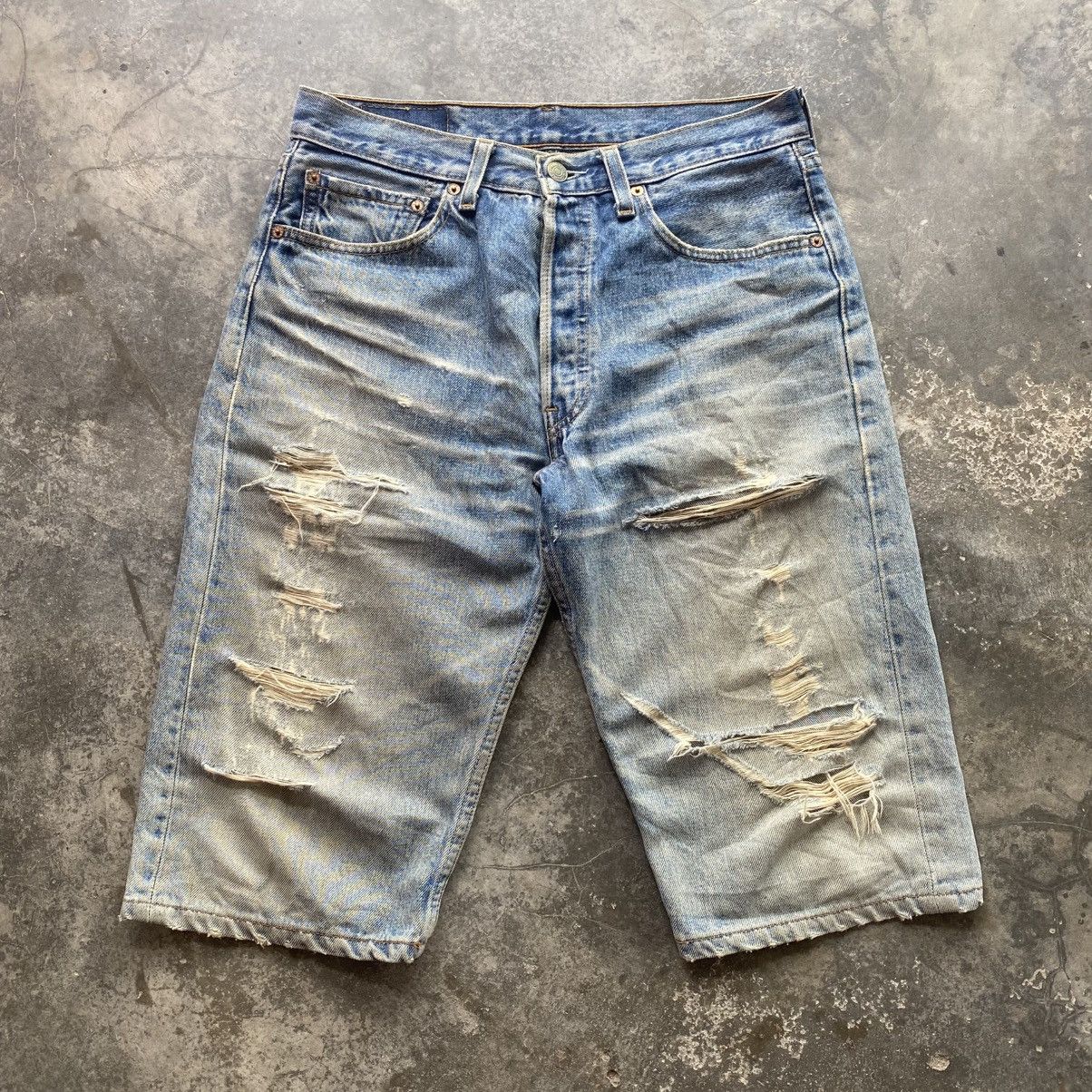 Levi's Vintage Clothing Distressed 501 Levis Denim Short Size US 30 / EU 46 - 1 Thumbnail