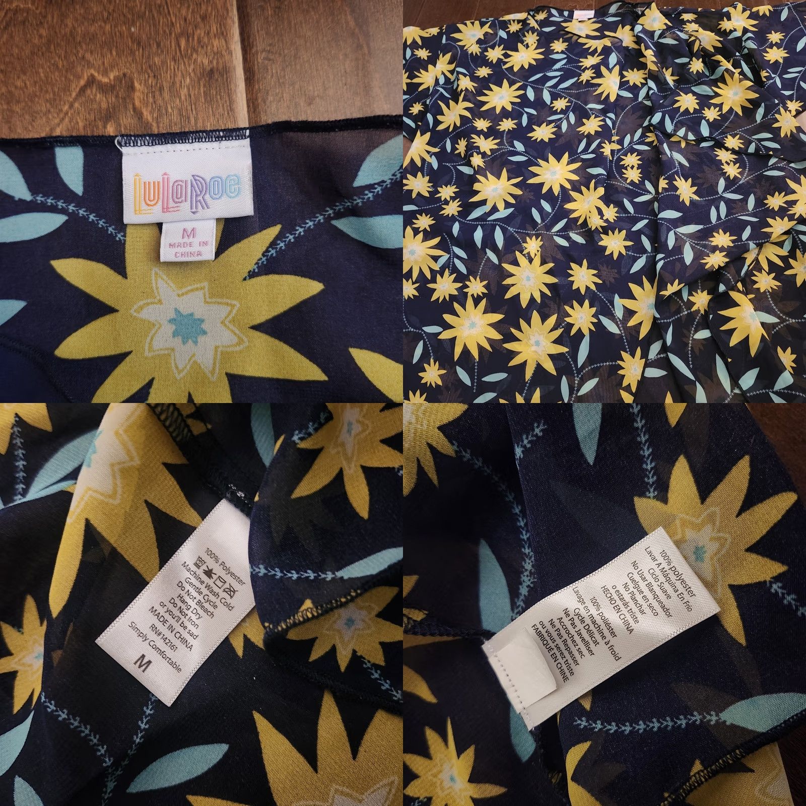Vintage VINTAGE LuLaRoe Shirley Kimono Womens M Floral Yellow Blue Open Front Cardigan Size M / US 6-8 / IT 42-44 - 10 Thumbnail