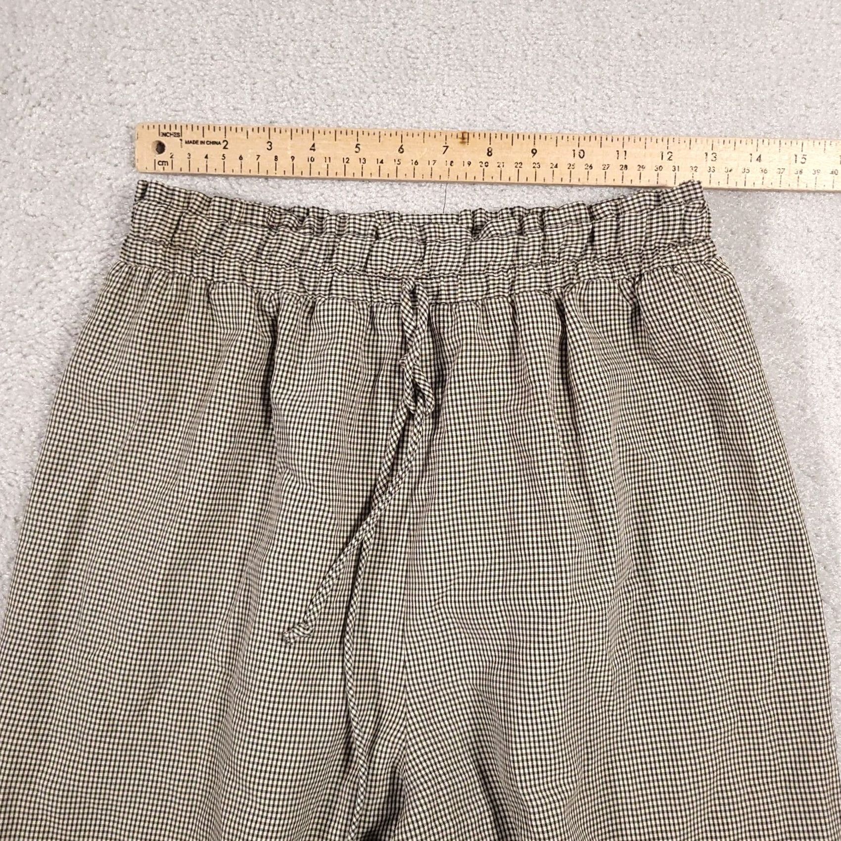 Vintage VINTAGE christy girl Pants Women's 10 Black Tan Check Pull On Wide-Leg Crop USA Made Size 32" / US 10 / IT 46 - 4 Thumbnail