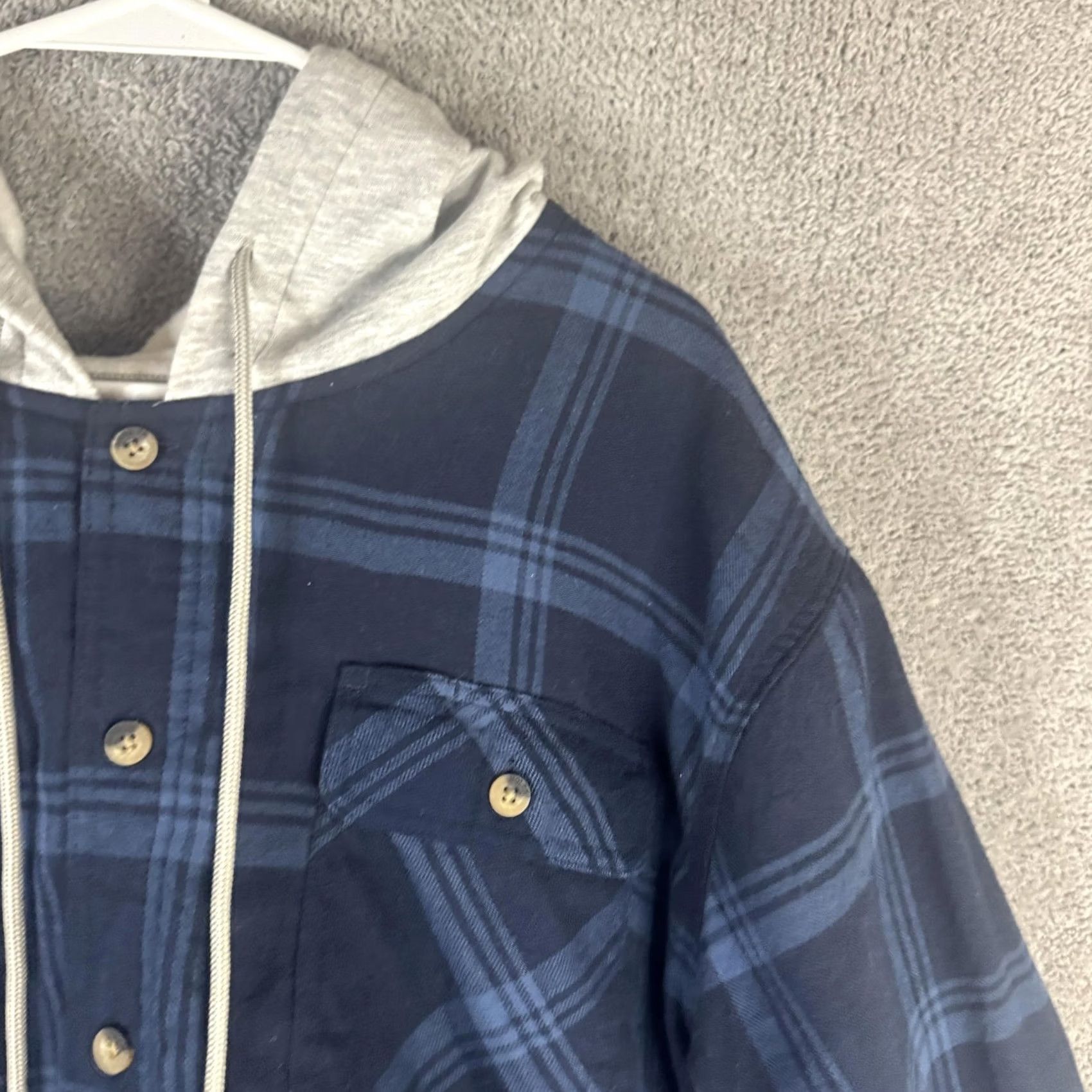 Wrangler Wrangler Jacket Mens 2XL Blue Plaid Flannel Hooded Quilted Lined Shacket Outdoor Size US XXL / EU 58 / 5 - 4 Thumbnail