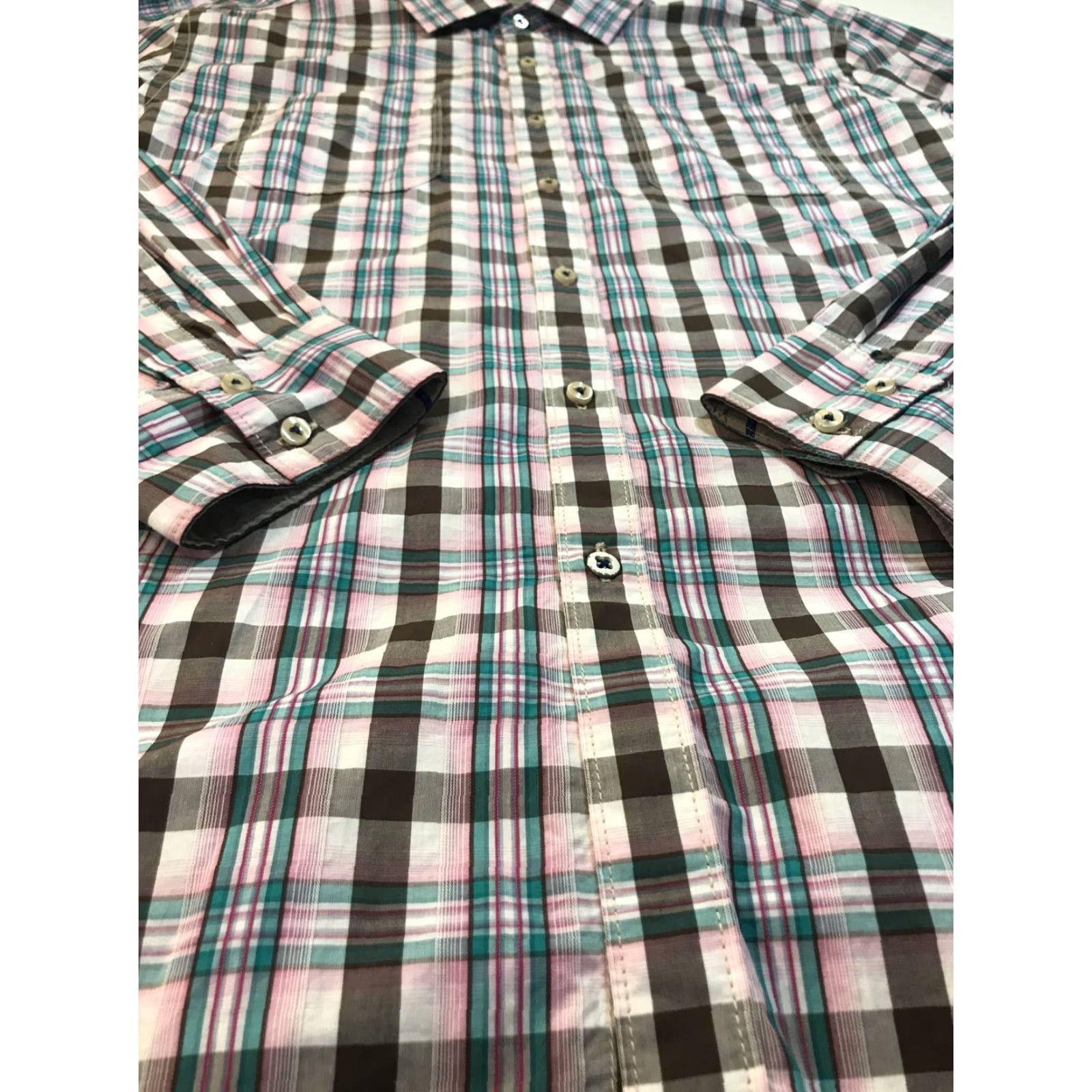 Tommy Bahama Tommy Bahama Shirt Mens Island Modern Fit XL Plaid Long Sleeve Button-Up Cotton Knit Multicolor Blue Collar Spread Casual Size US XL / EU 56 / 4 - 2 Thumbnail