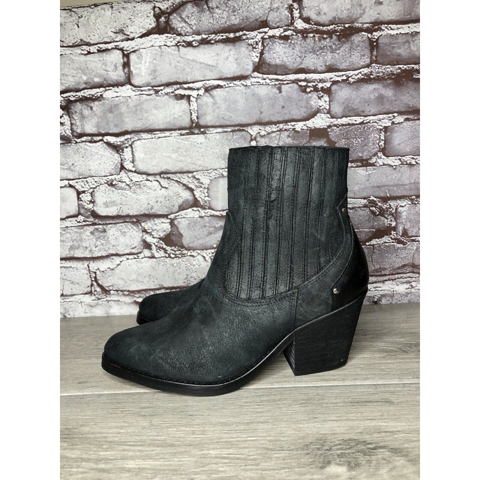 Other Musse & Cloud Black Suede Leather Chelsea Block Heel Boots W Size US 9 / IT 39 - 11 Thumbnail